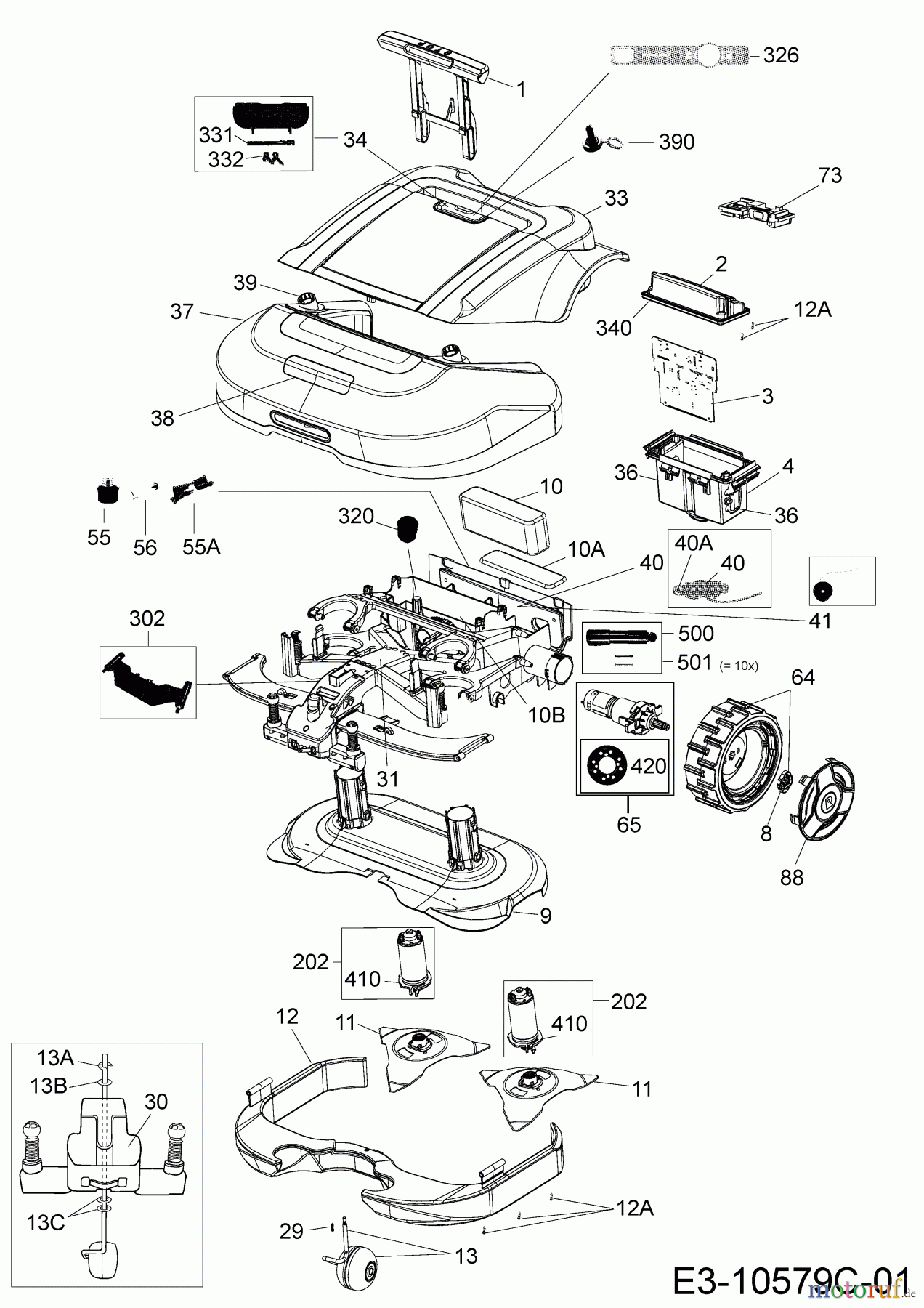 Robomow Mähroboter RS630 US PRD6300US1G (2017) Elektromotore, Gehäuse, Messer, Räder