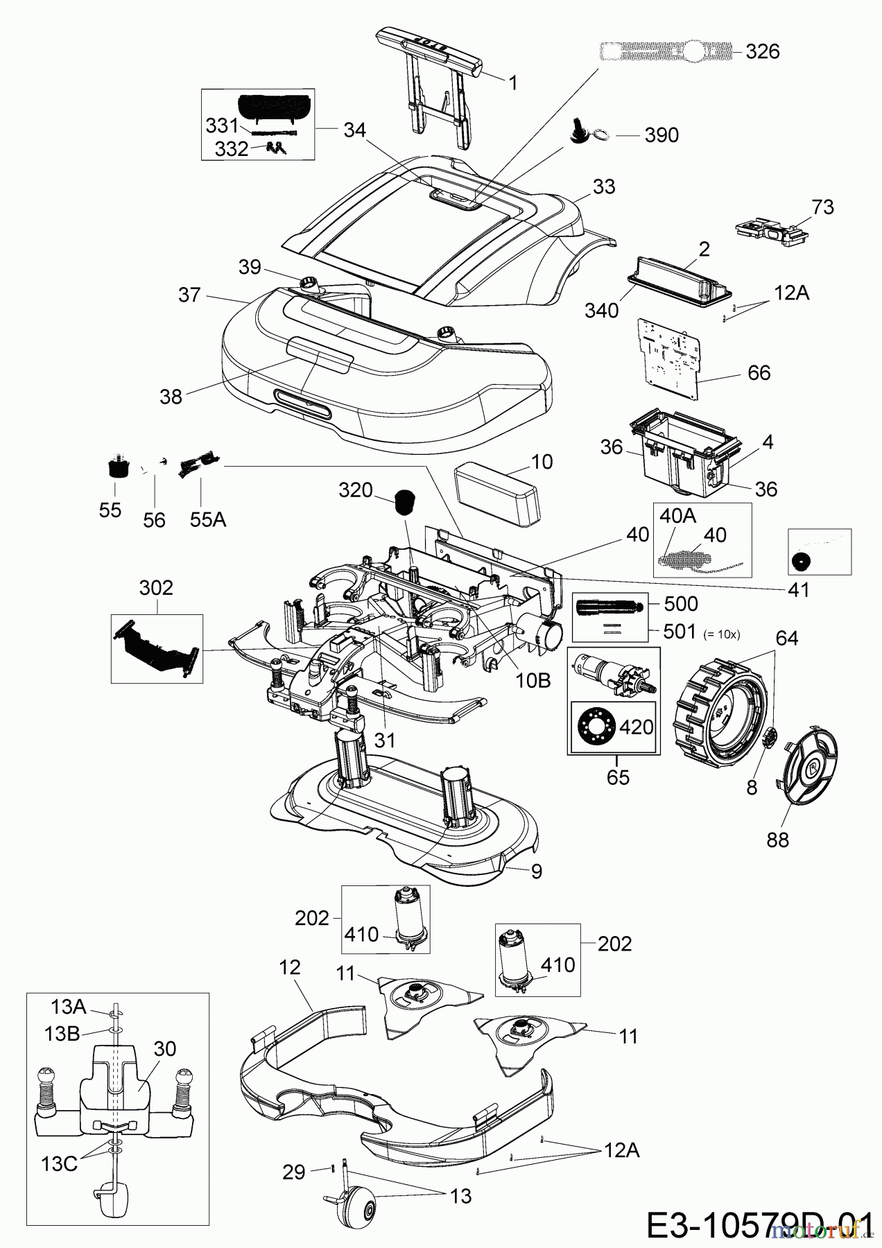 Robomow Mähroboter RS635 PRO S 22ASGAFD619 (2018) Elektromotore, Gehäuse, Messer, Räder