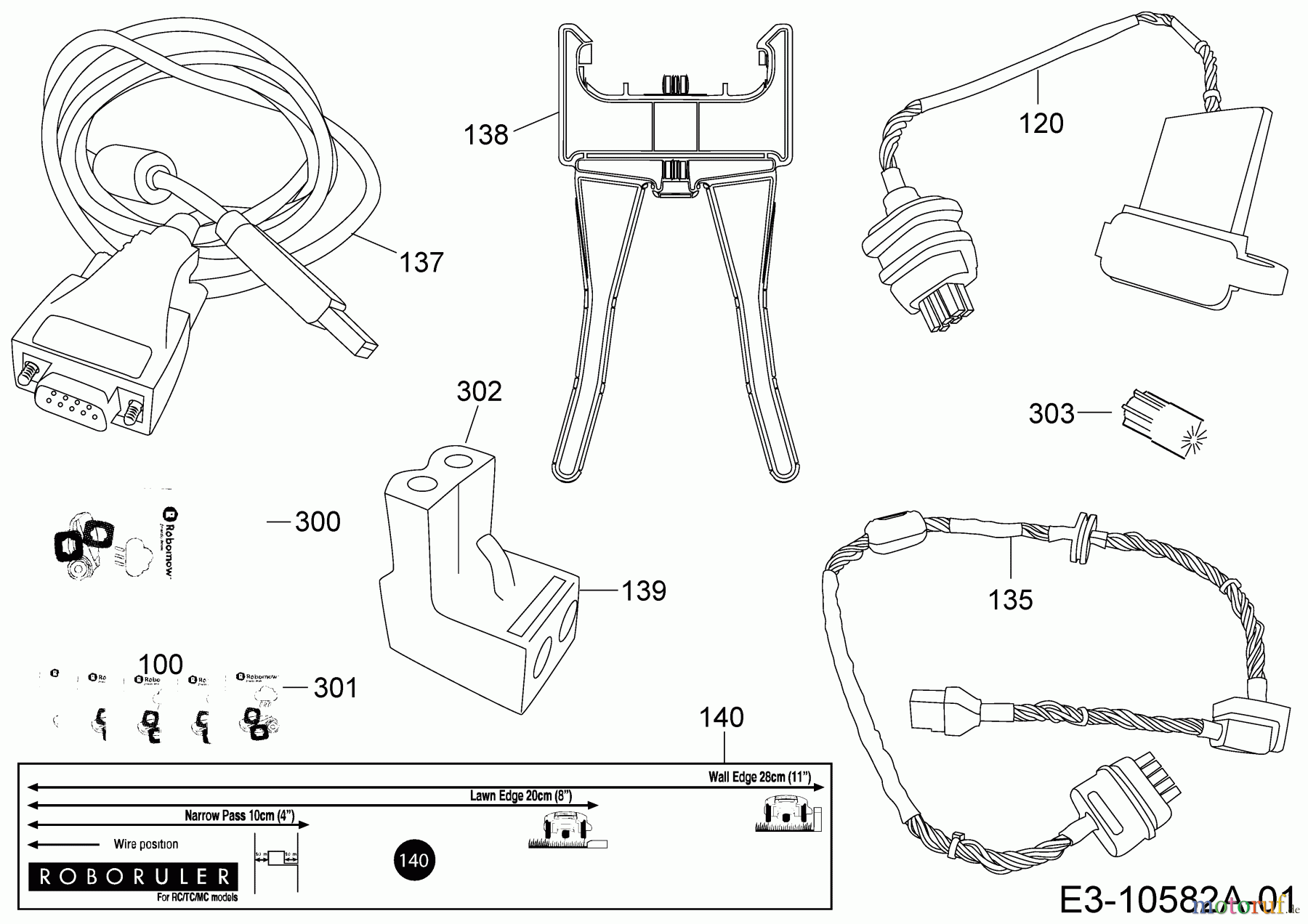 Robomow Mähroboter MC1000 PRD7012Y (2015) Kabel, Kabelanschluß, Regensensor, Werkzeug