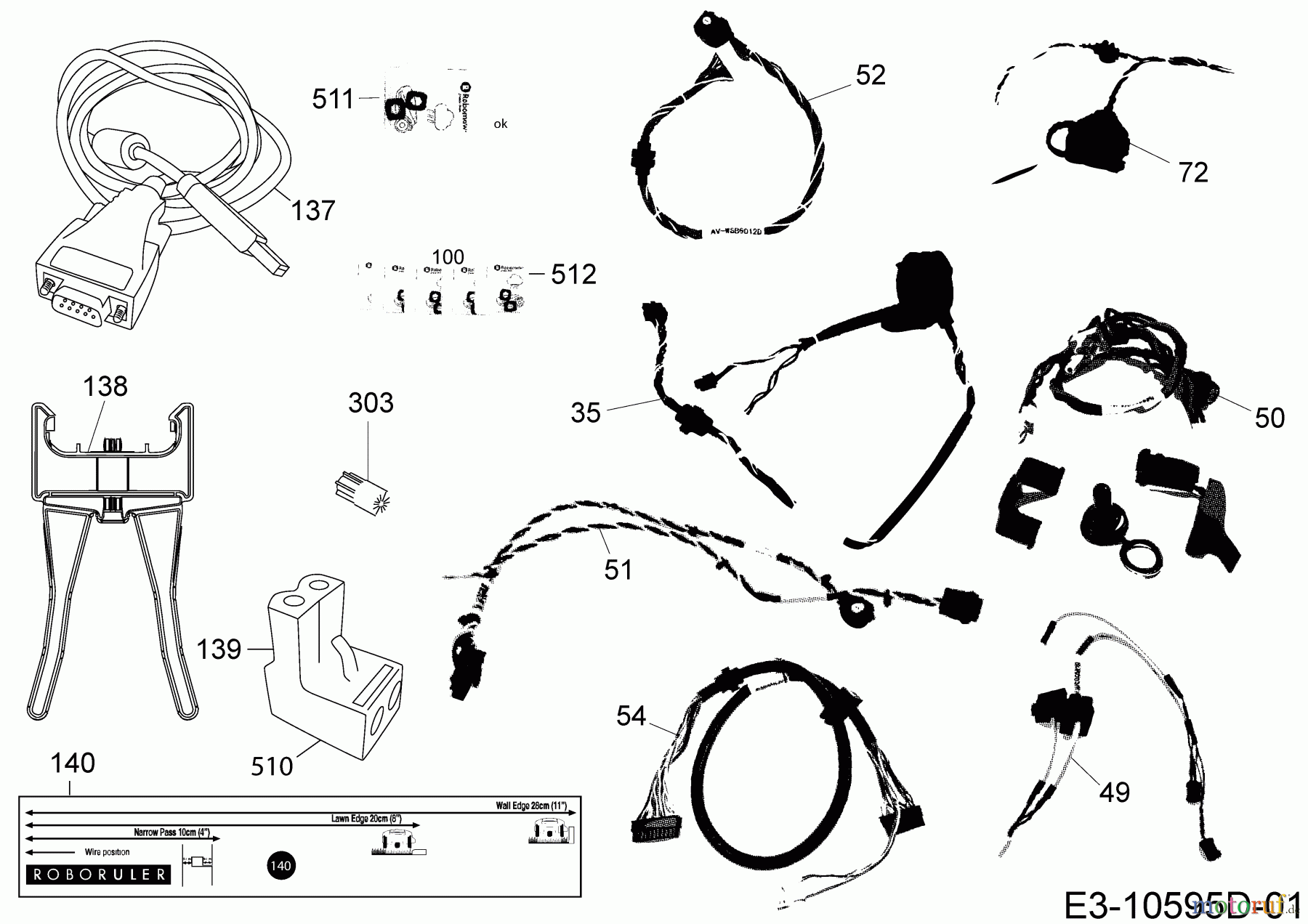 Robomow Mähroboter MS 1500 (Red) PRD6100Y3 (2016) Kabel, Kabelanschluß, Regensensor, Werkzeug