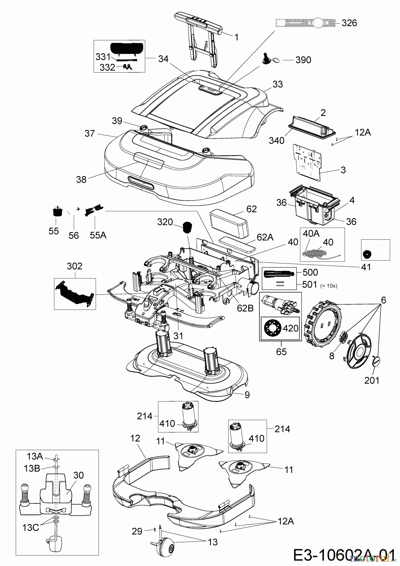  Robomow Mähroboter MS 1500 (White) PRD6100YW  (2016) Elektromotore, Gehäuse, Messer, Räder