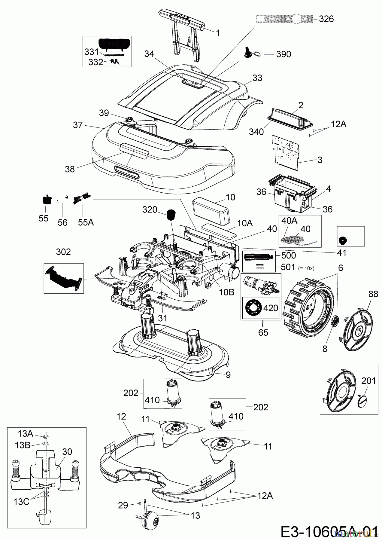 Robomow Mähroboter MS 3500 (White) PRD6300YW (2016) Elektromotore, Gehäuse, Messer, Räder