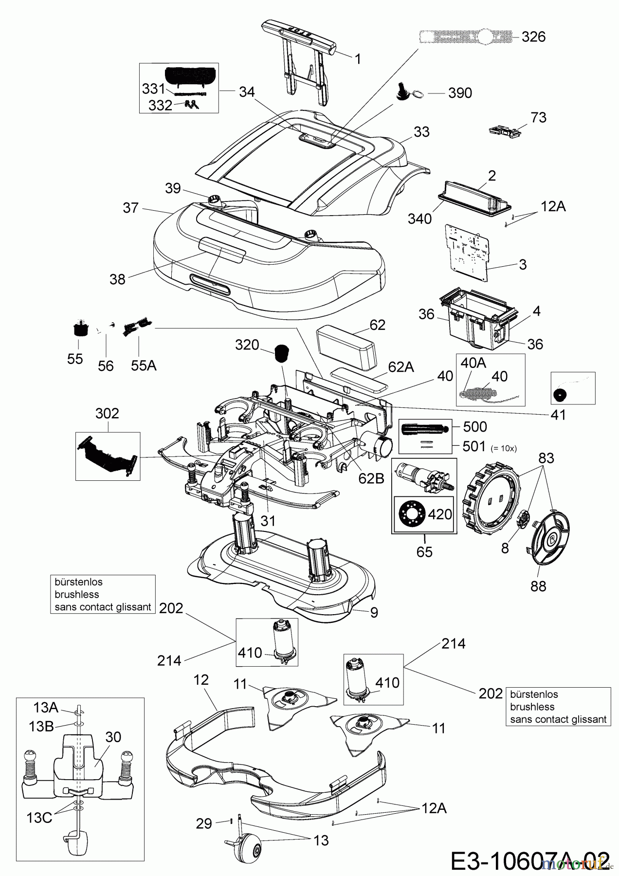  Robomow Mähroboter RS615 PRO PRD6100G  (2017) Elektromotore, Gehäuse, Messer, Räder