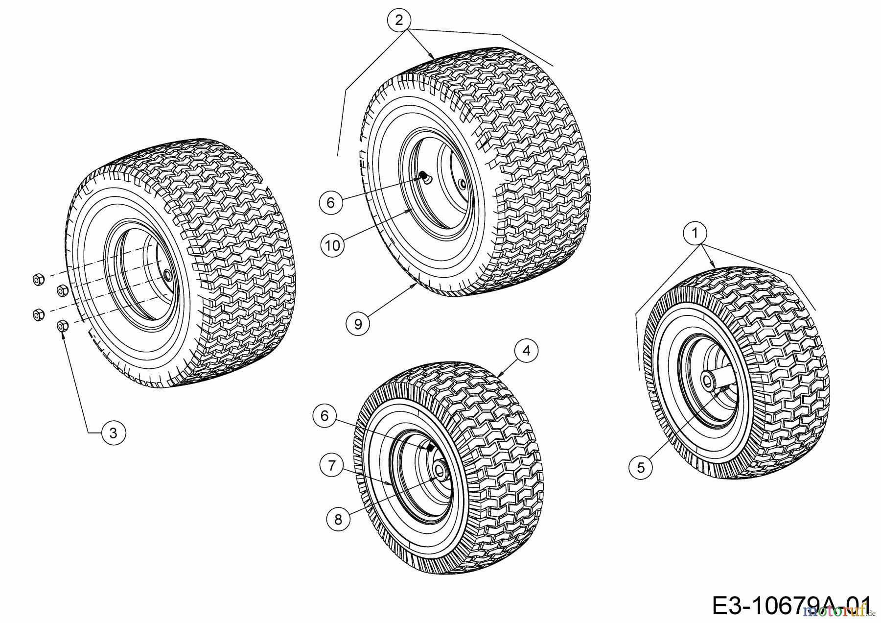 Cub Cadet Rasentraktoren XT3 QR106E 13BIA5CR603 (2018) Räder 15x6 + 18x9,5