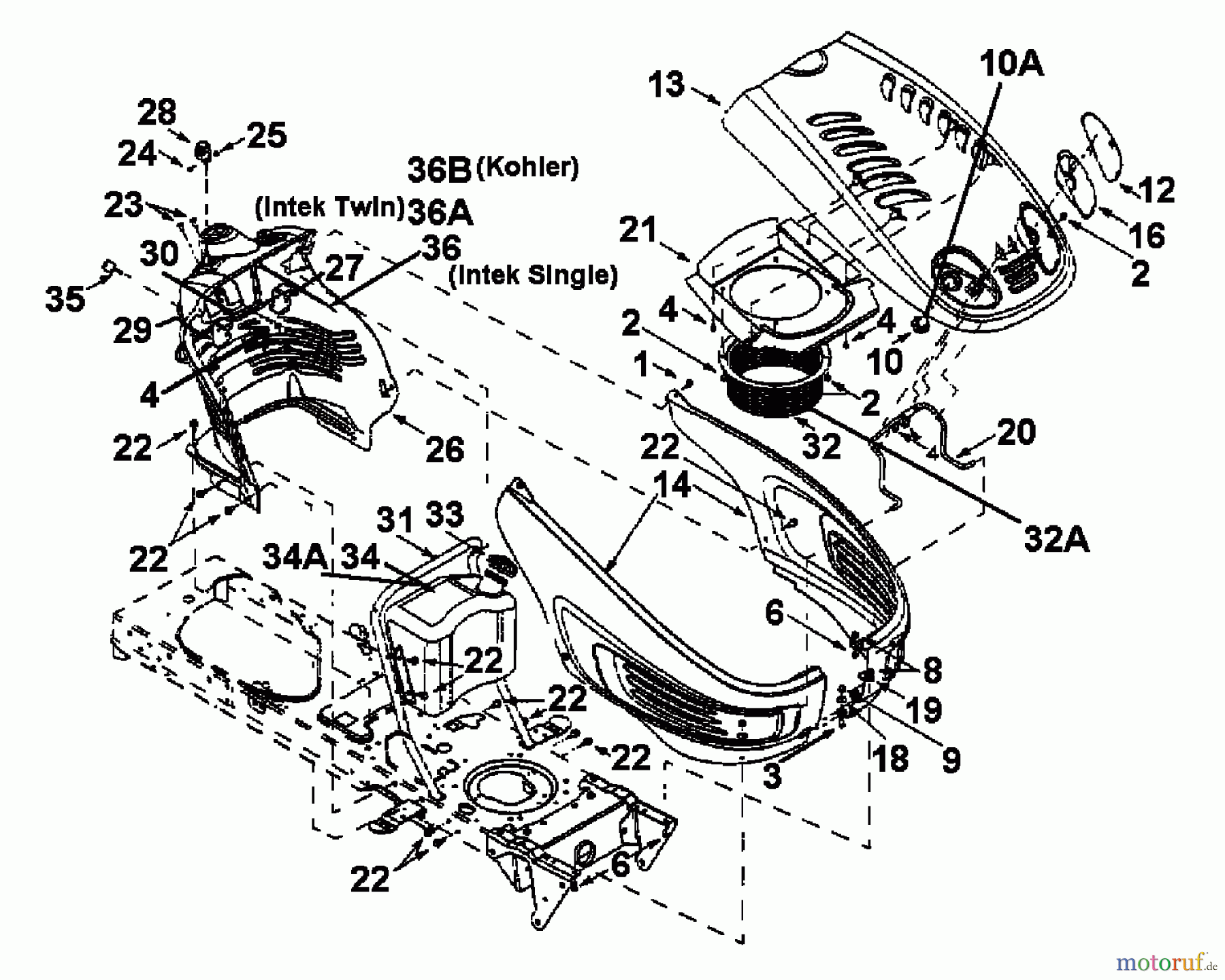 Yard-Man Rasentraktoren HG 6160 13AD604G643 (1999) Armaturenbrett, Motorhaube, Sitzwanne