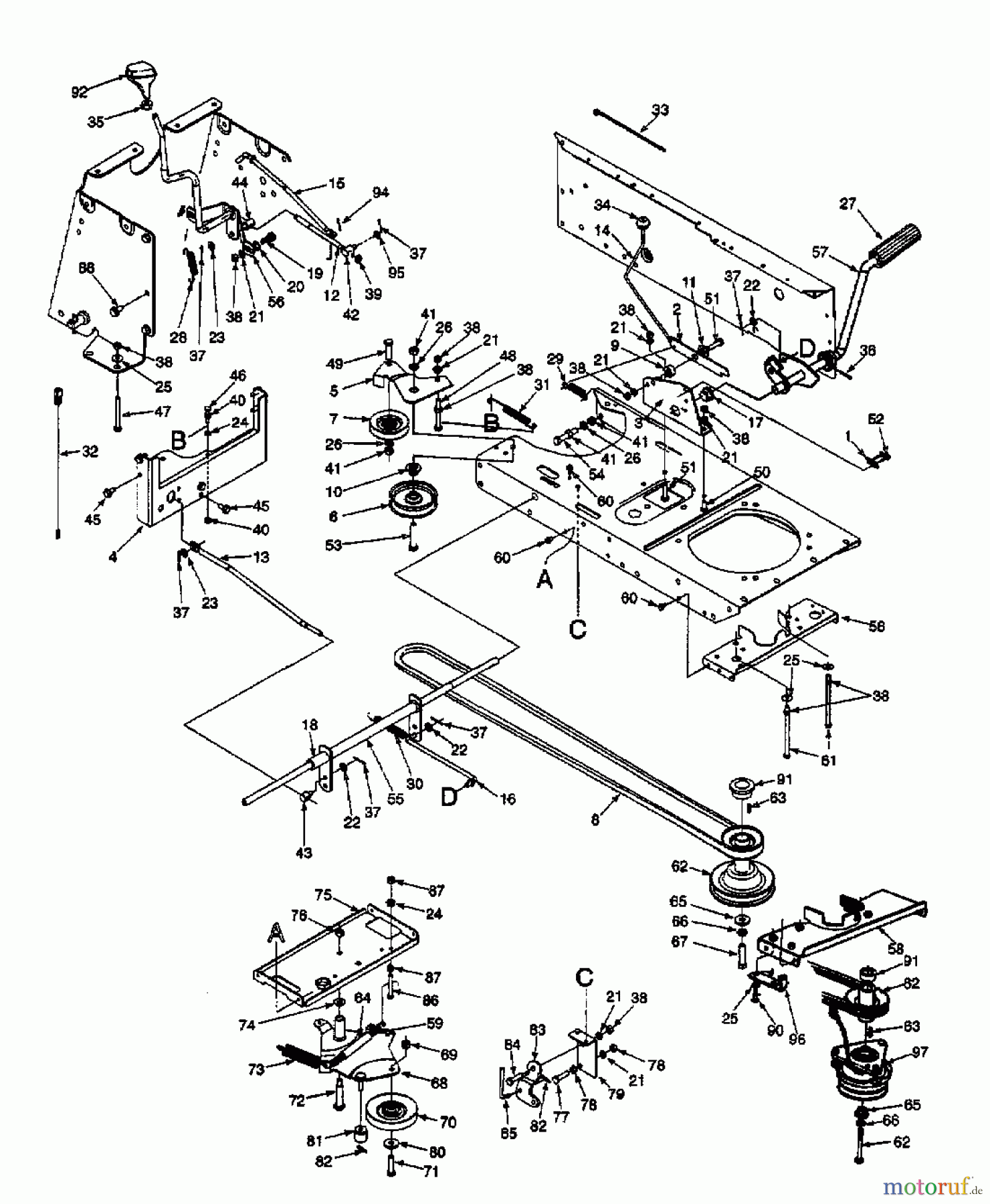 Yard-Man Gartentraktoren TH 8200 14AU834-643 (1998) Elektromagnetkupplung, Motorkeilriemenscheibe