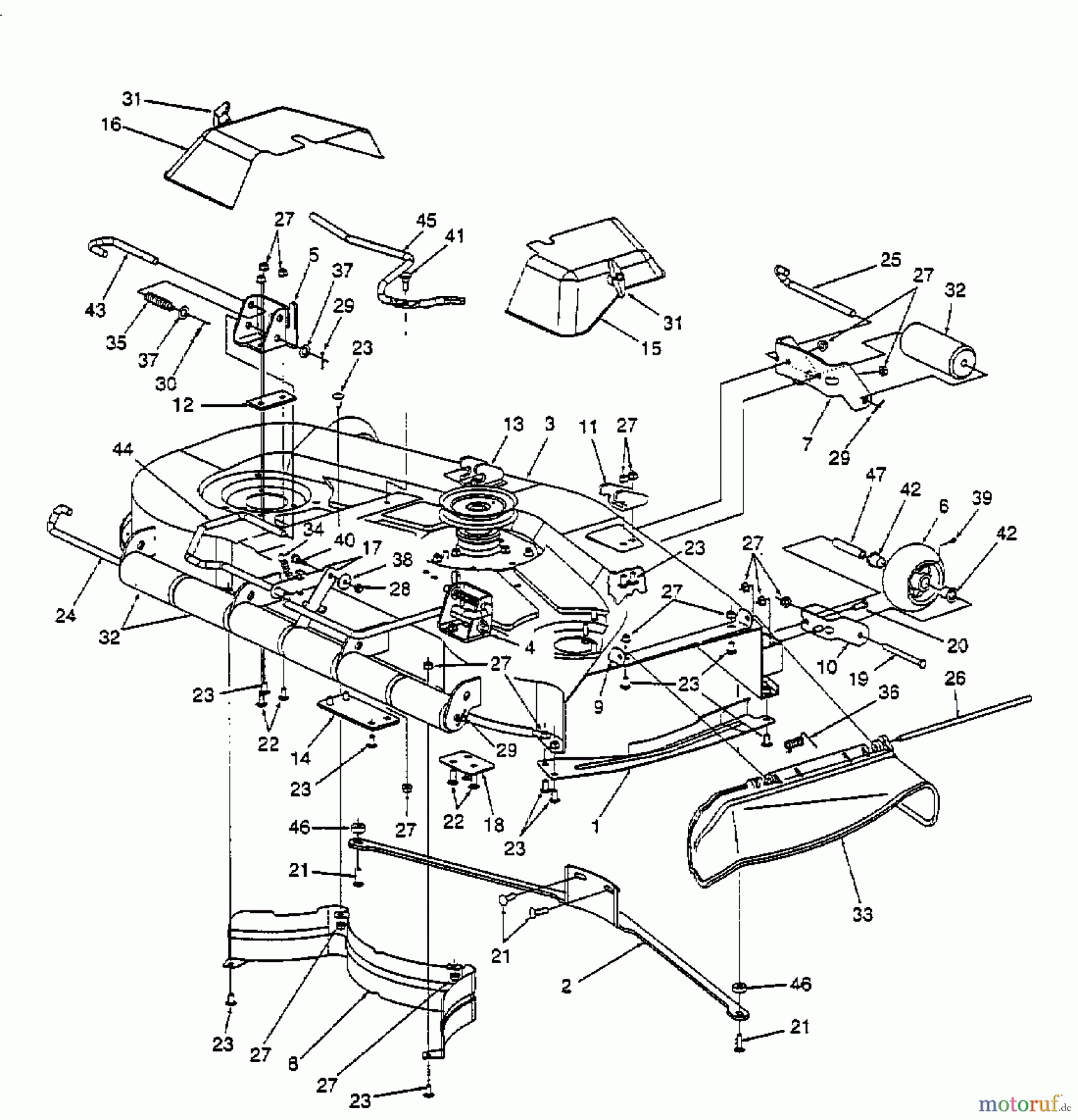 Cub Cadet Zero Turn Z 54 53CA1B6K603 (2000) Deflektor, Mähwerksgehäuse, Räder