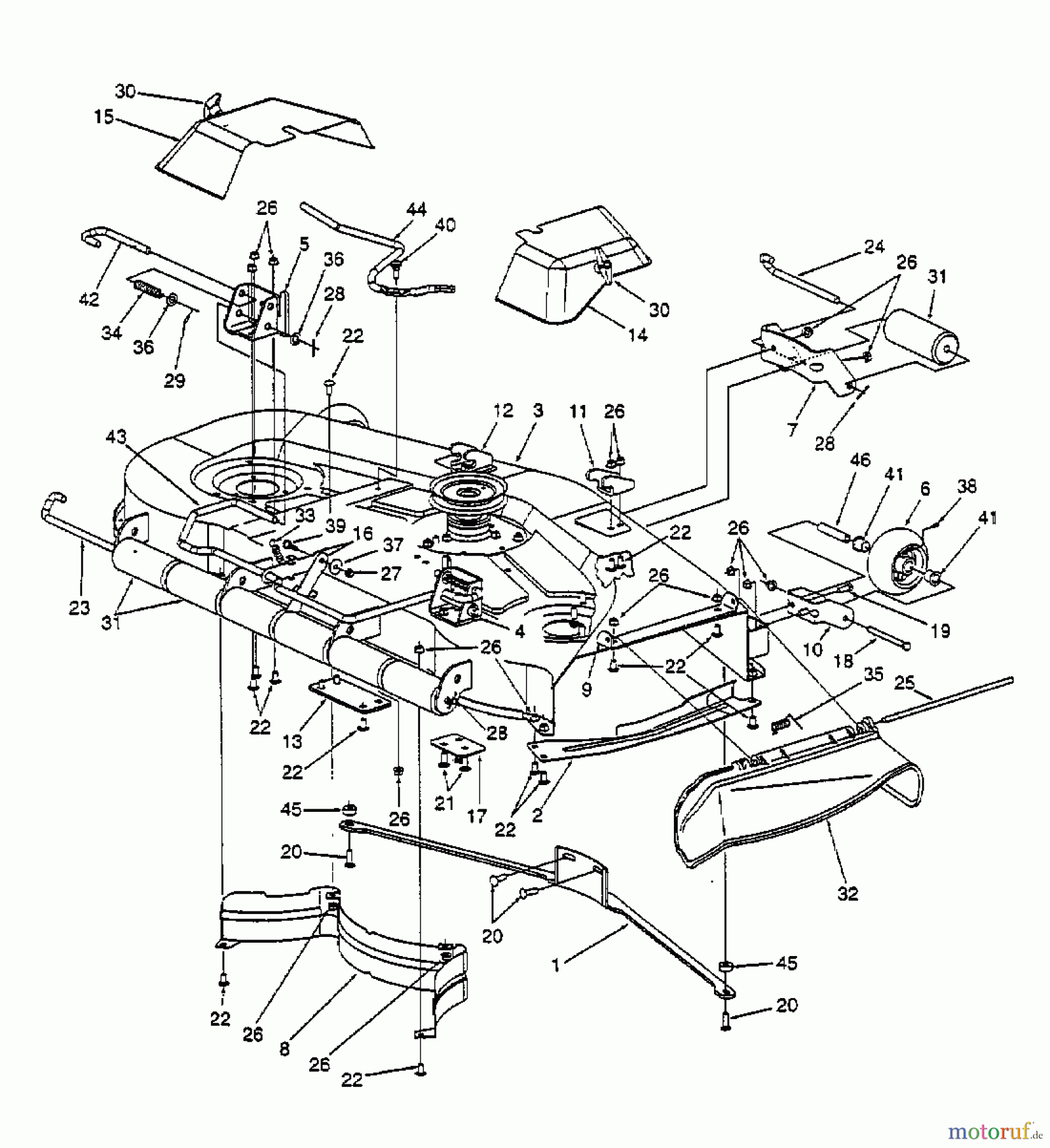 Cub Cadet Zero Turn Z 54 53CA1B6K603 (2000) Deflektor, Mähwerksgehäuse, Räder