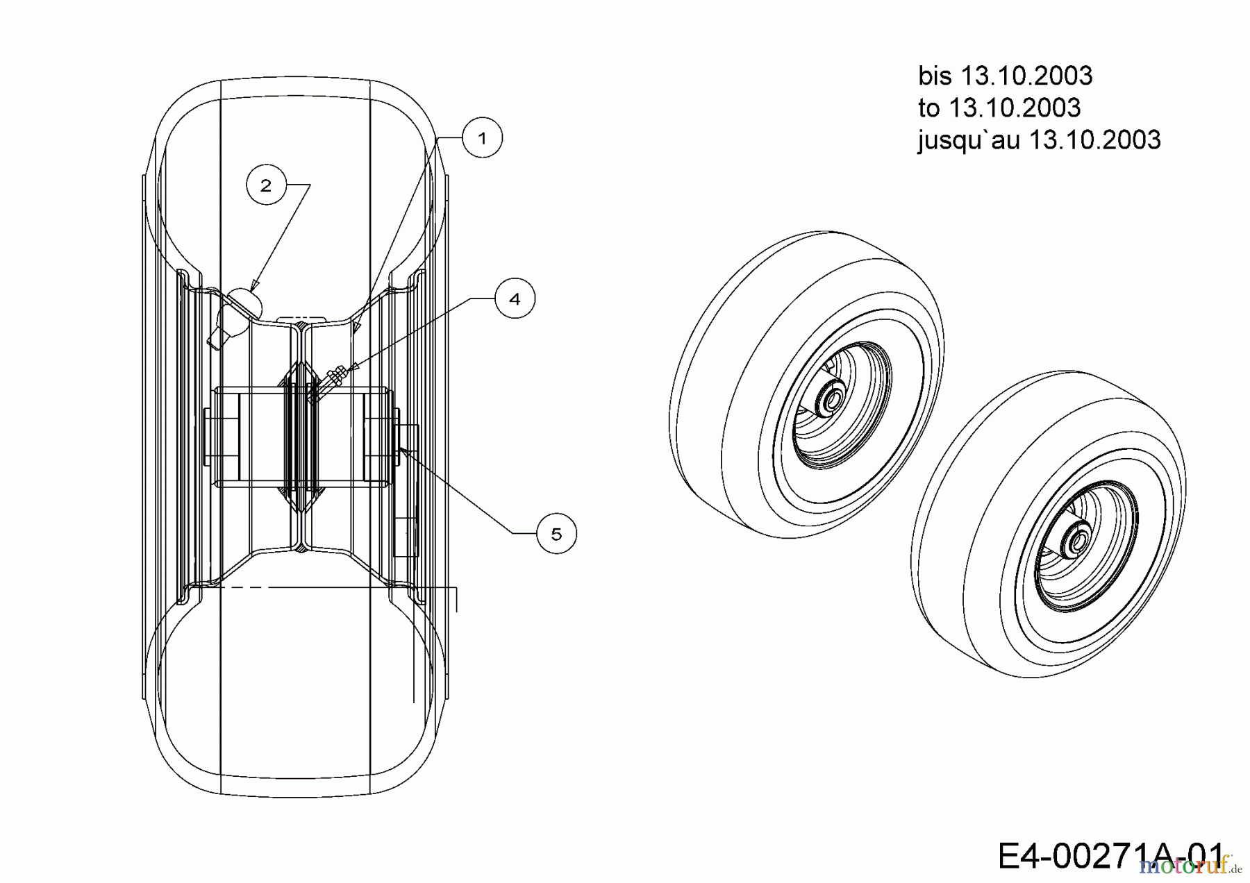 Cub Cadet Rasentraktoren CC 1020 13AE11CG603 (2006) Räder vorne 15x6 bis 13.10.2003