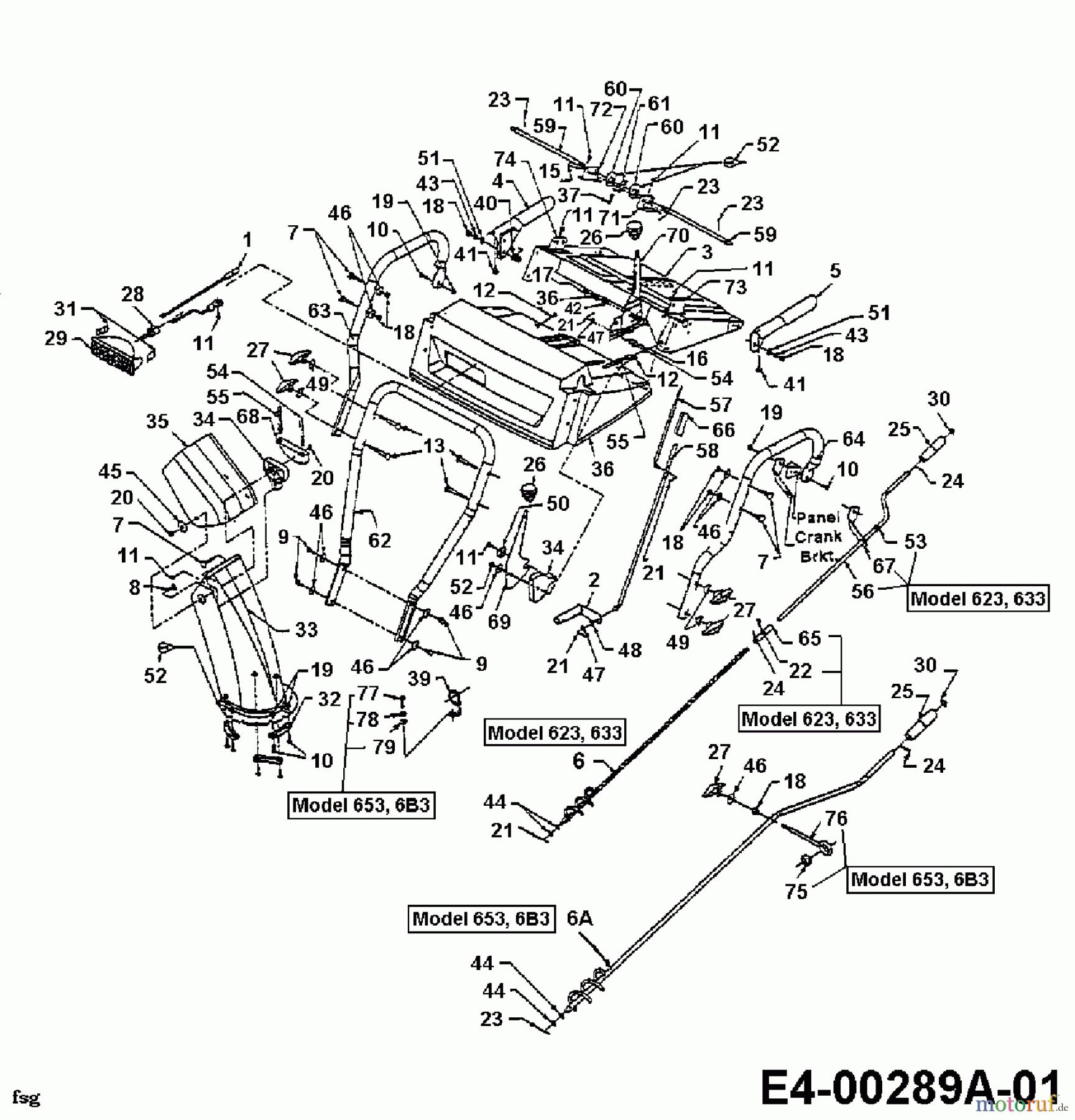 MTD Schneefräsen E 6 B 3 H 317E6B3H000  (1997) Armaturenbrett, Auswurfschacht, Holm