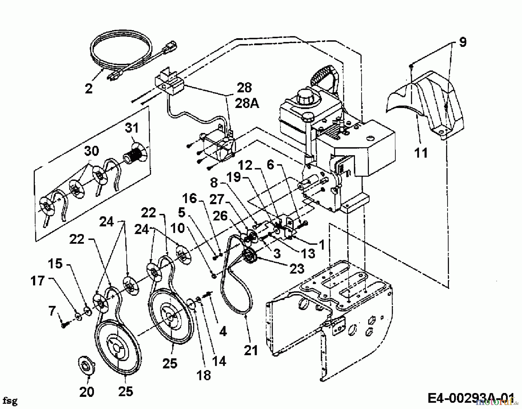 Yard-Man Schneefräsen E 653 F 31AE653F643  (1998) Fahrantrieb, Fräsantrieb