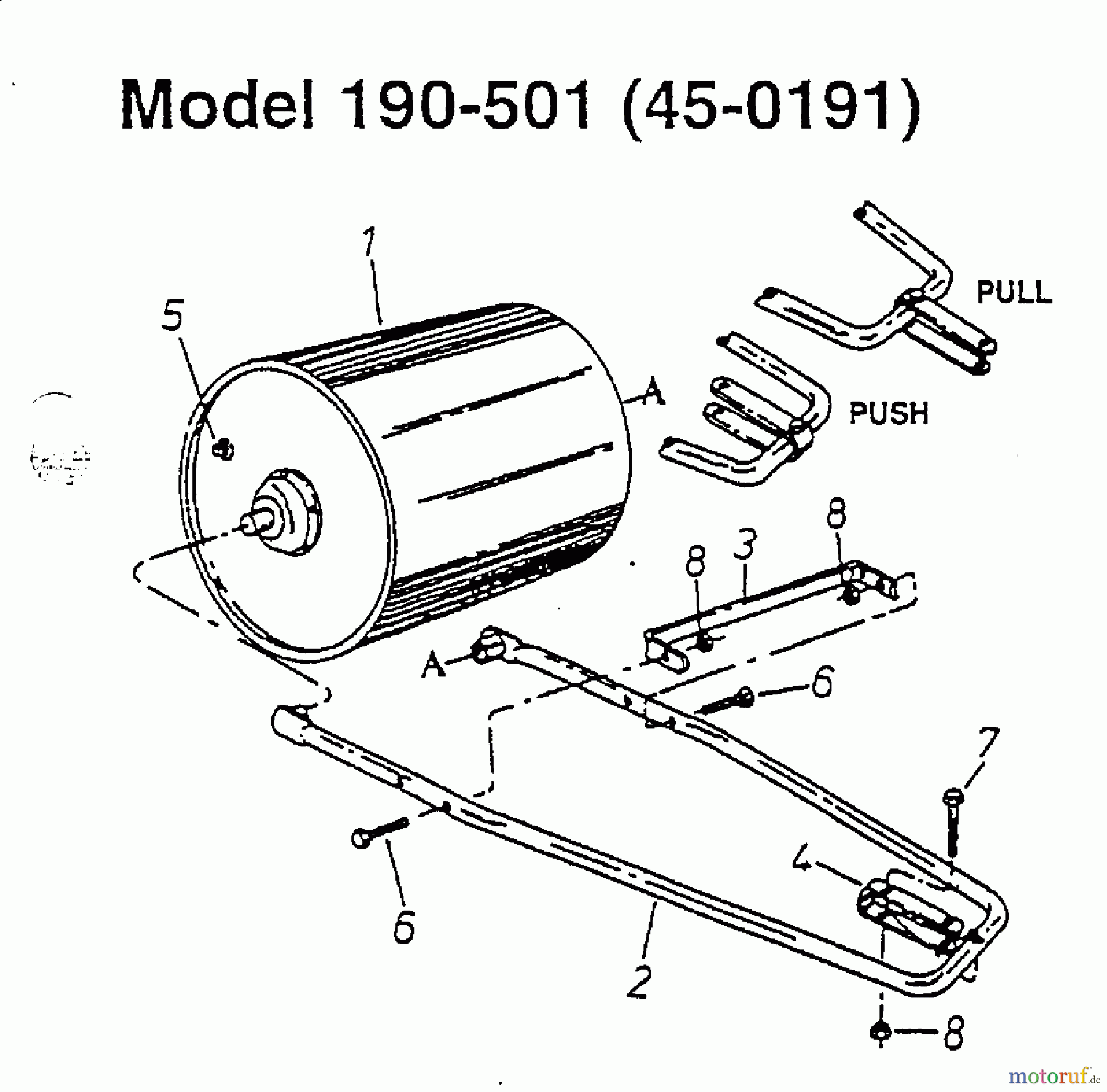  MTD Zubehör Zubehör Garten- und Rasentraktoren Rasenwalze 45-0191  (190-534-000) 190-501-000  (2001) Grundgerät
