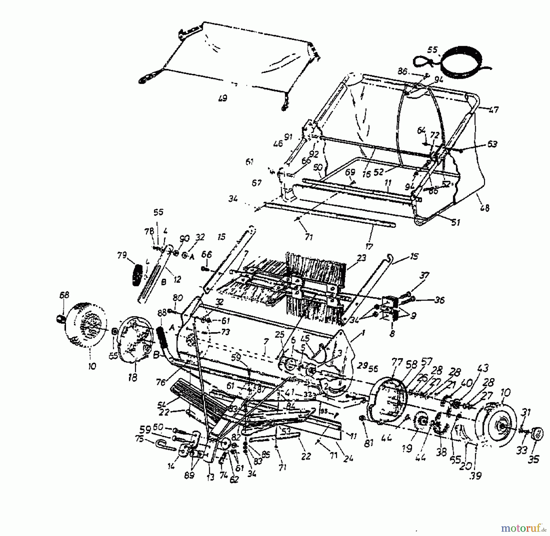  MTD Zubehör Zubehör Garten- und Rasentraktoren Rasenkehrer 45-0197  (190-507-000) 190-507-000  (1999) Grundgerät