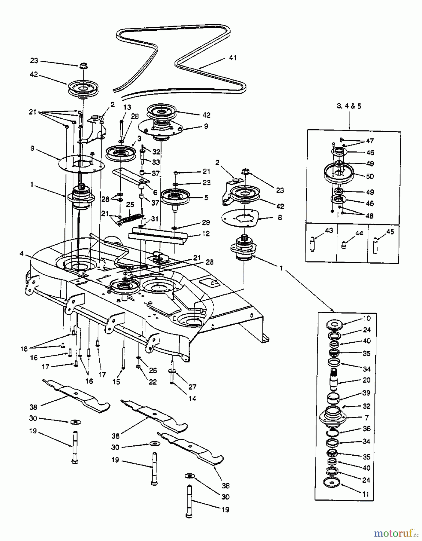  Cub Cadet Zero Turn Z 48 53BA1C6M603  (1998) Keilriemen, Messer, Messerspindel