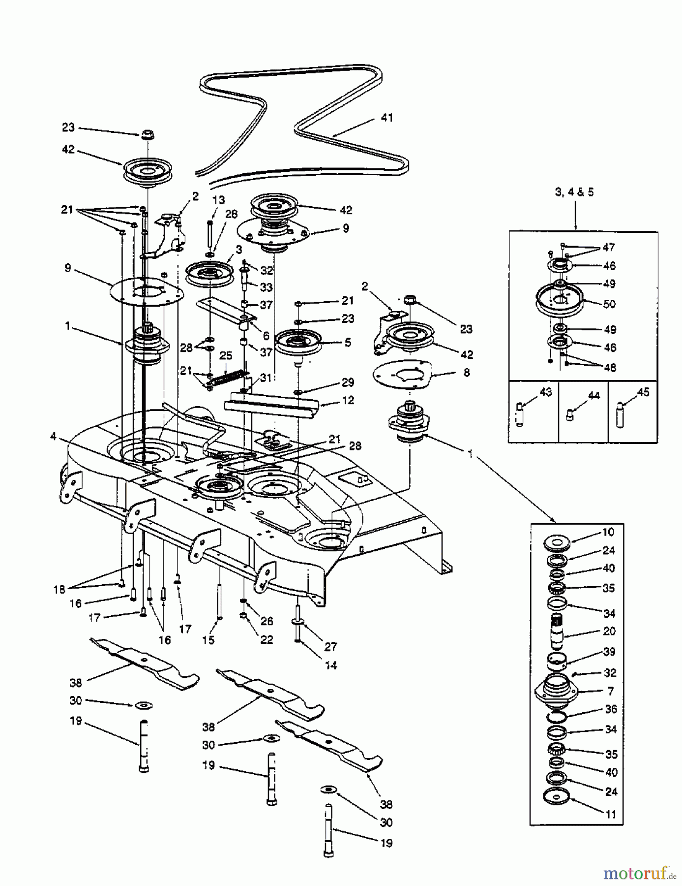  Cub Cadet Zero Turn Z 48 53BA1C6M603  (1998) Keilriemen, Messer, Messerspindel
