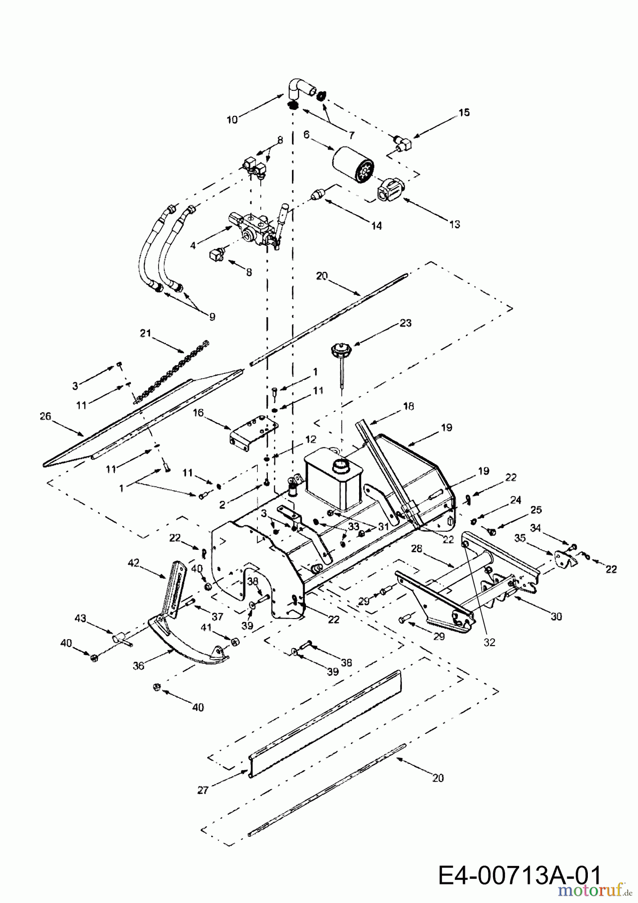  MTD Zubehör Zubehör Garten- und Rasentraktoren Bodenfräse für 800 Serie (RT-99) 190-825-000  (2001) Fräsgehäuse