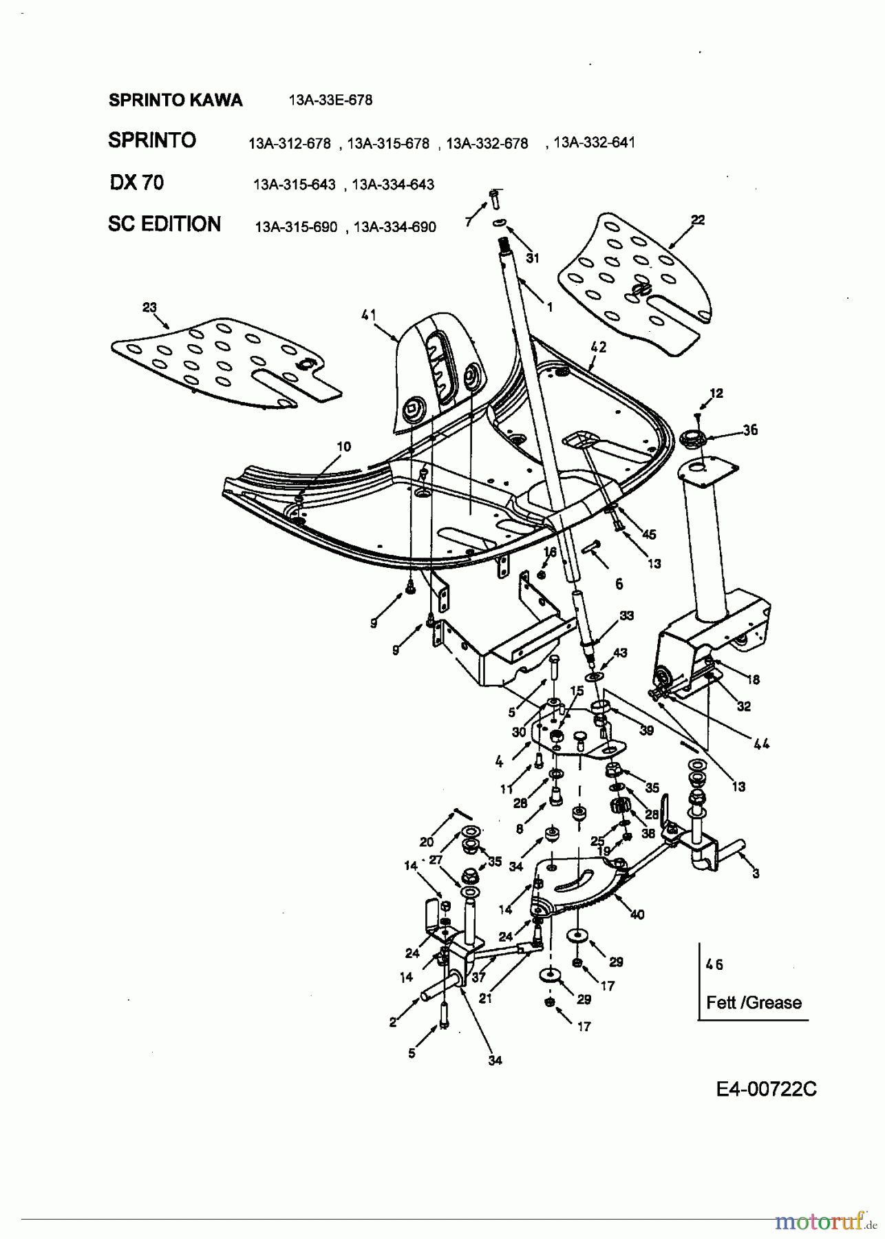 Central Park Rasentraktoren Sprinto 13A-332-641 (2004) Lenkung