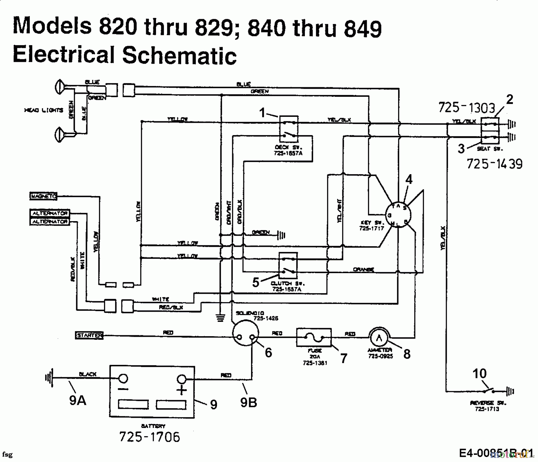 MTD Gartentraktoren G 185 14AI848H678 (2000) Schaltplan