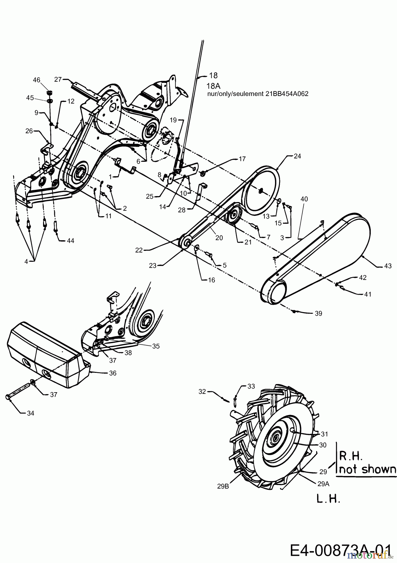 MTD Motorhacken T/450 21BB454A062 (2002) Getriebe, Räder
