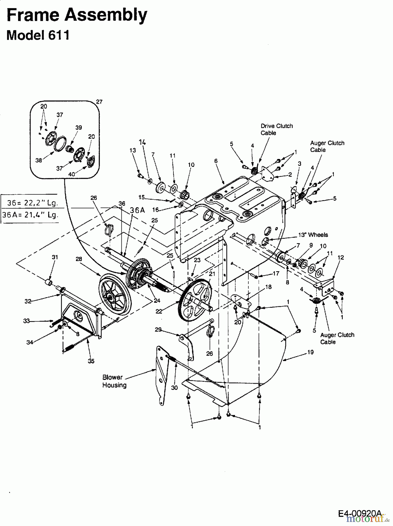 MTD Schneefräsen 611 D 31A-611D678 (2002) Fahrantrieb