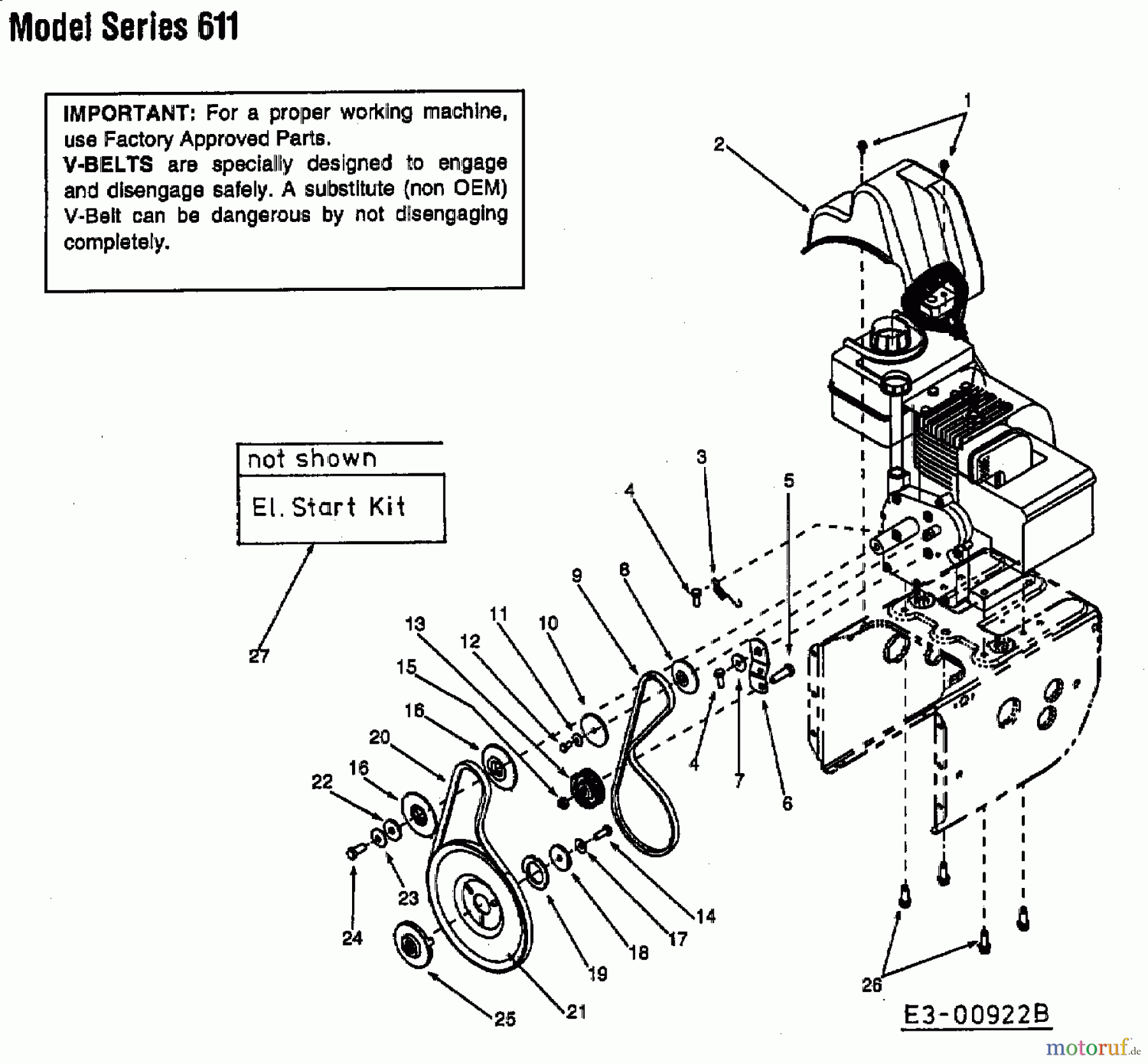 MTD Schneefräsen 611 D 31A-611D678 (2002) Fahrantrieb, Fräsantrieb
