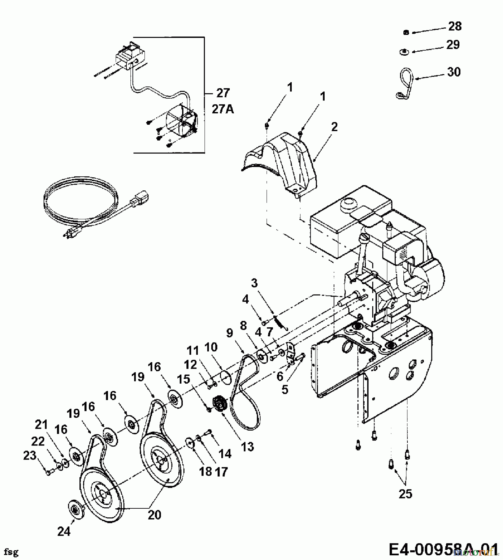  Yard-Man Schneefräsen E 7 E 3 F 31AE7E3F643  (2001) Fahrantrieb, Fräsantrieb