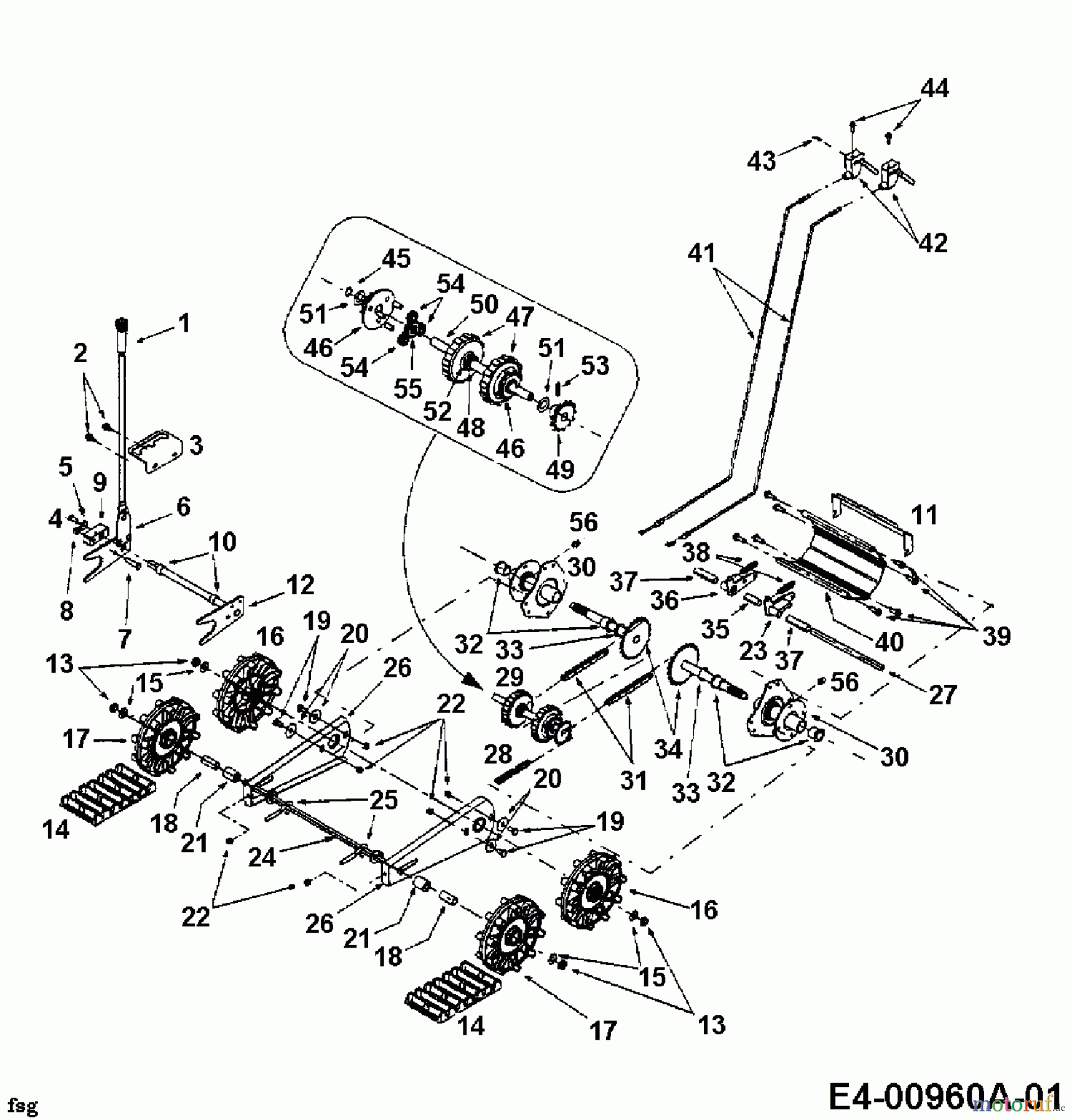  Yard-Man Schneefräsen E 7 E 3 F 31AE7E3F643  (2001) Raupenantrieb, Fräsgehäuse