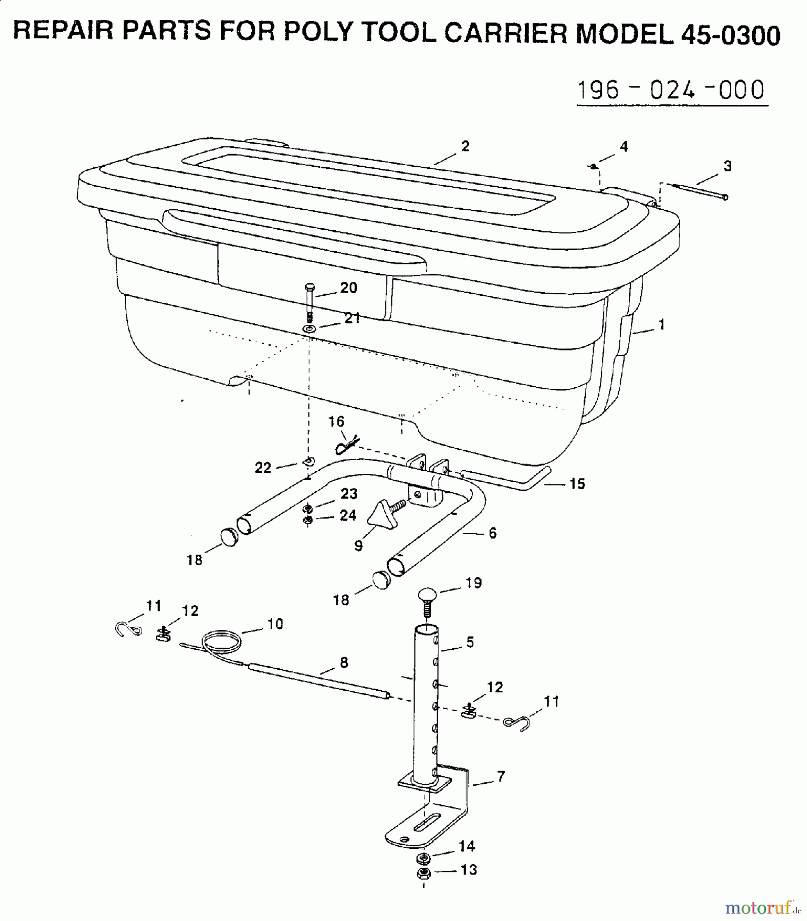  MTD Zubehör Zubehör Garten- und Rasentraktoren Werkzeugbox 45-0300  (196-024-000) 196-024-000  (2001) Werkzeugbox