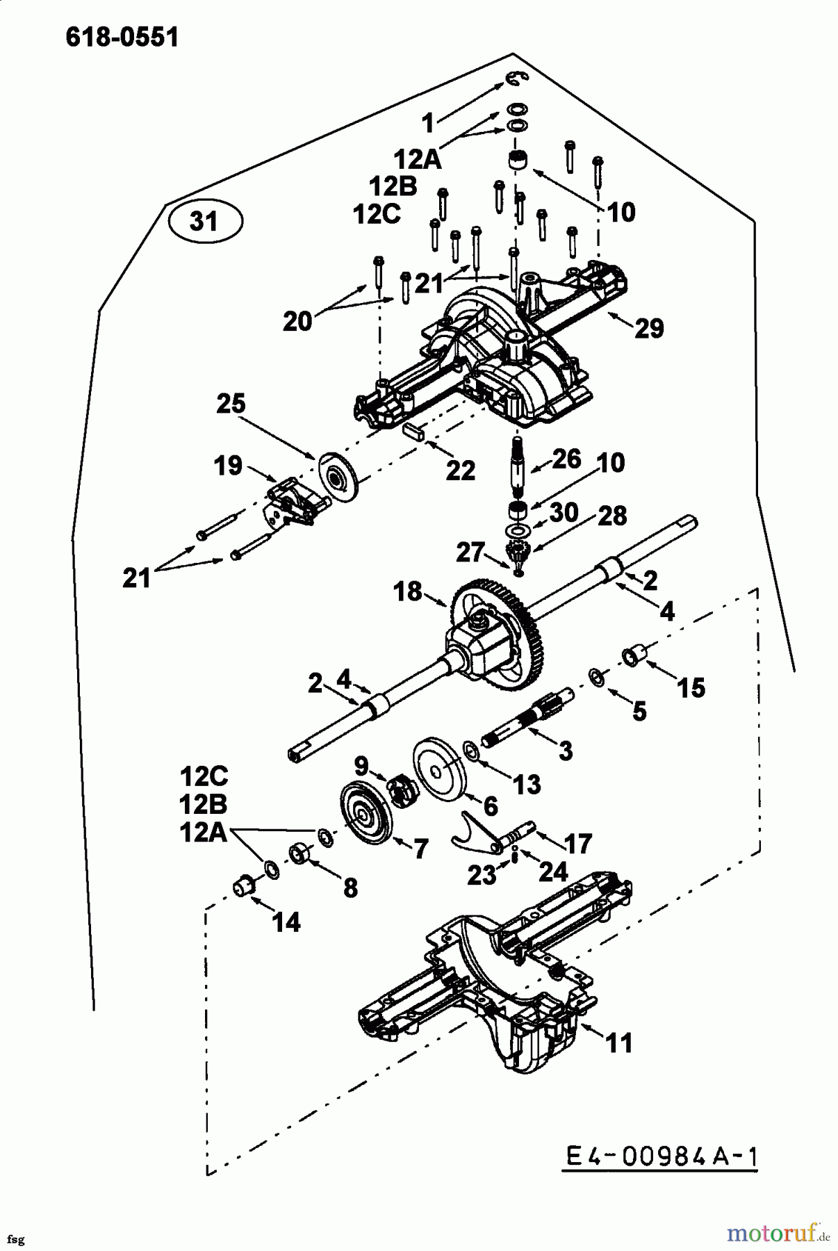 Yard-Man Rasentraktoren HG 6160 13AD604G643 (1999) Getriebe