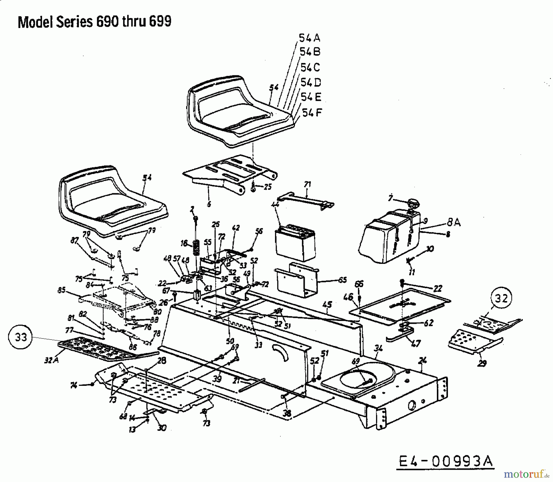MTD Rasentraktoren H 145 13AA698F678 (2000) Batterie, Sitz, Tank