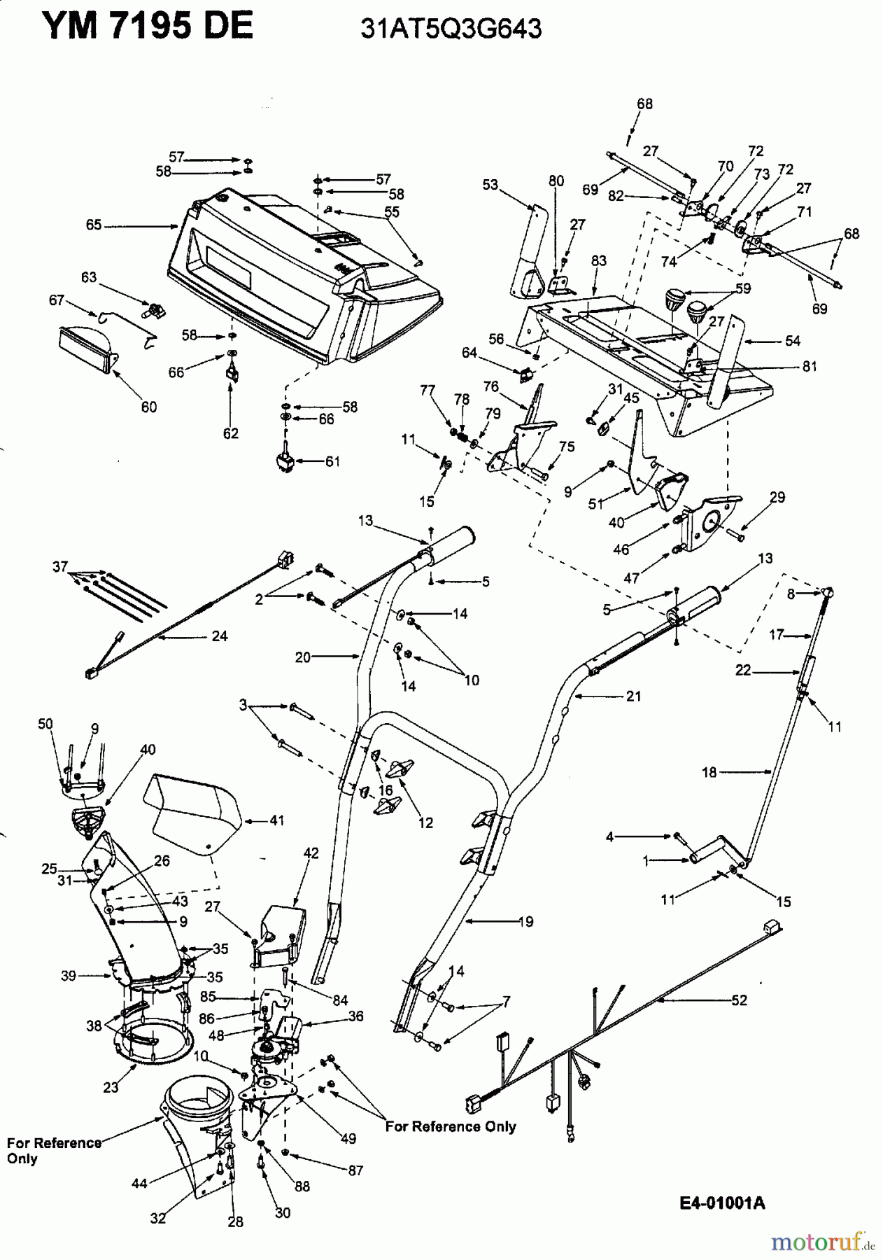 Yard-Man Schneefräsen YM 7195 DE 31AT5Q3G643 (2002) Armaturenbrett, Auswurfschacht, Holm