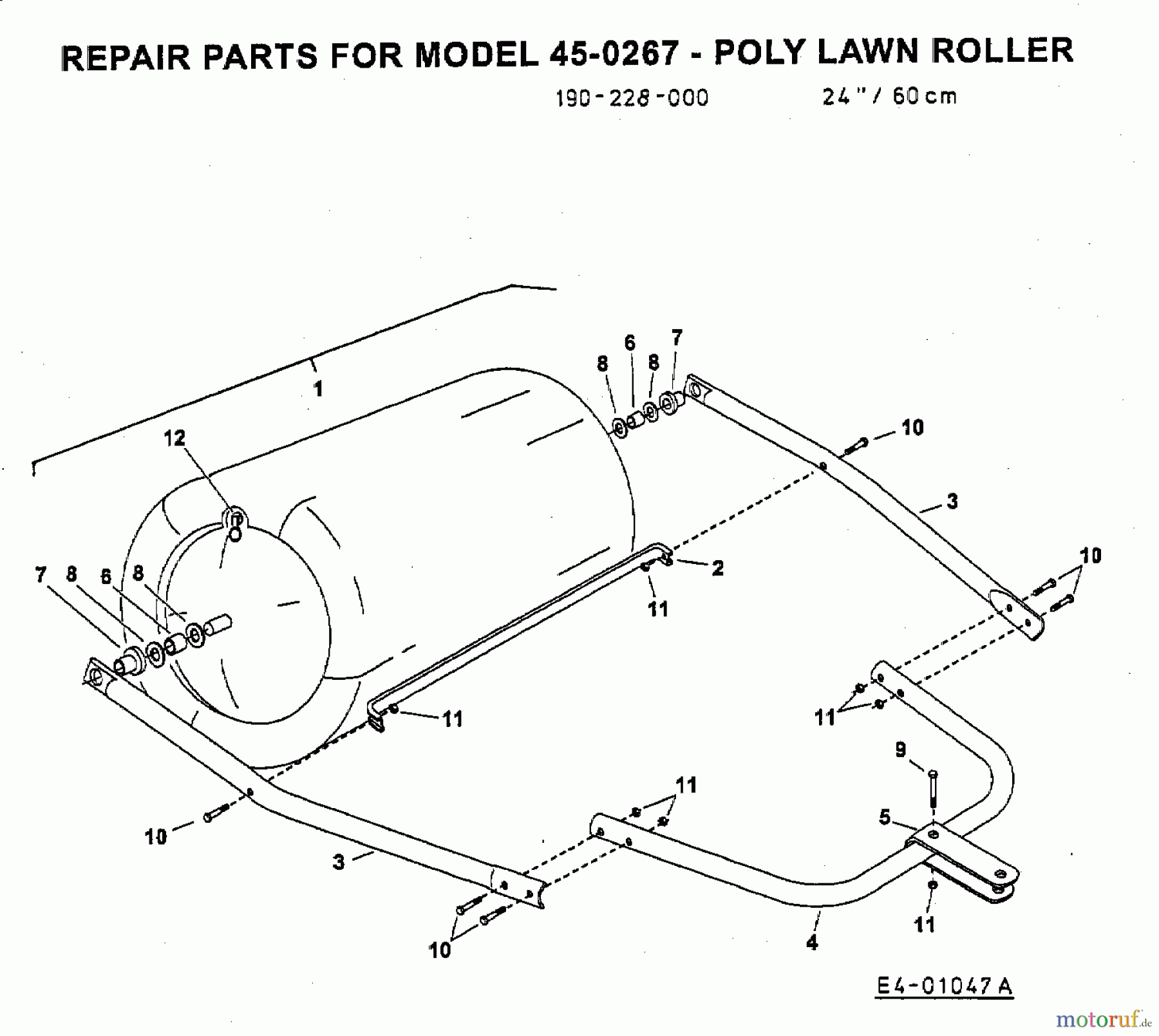 MTD Zubehör Zubehör Garten- und Rasentraktoren Rasenwalze 45-0267 (190-228-000) 190-228-000 (1999) Grundgerät