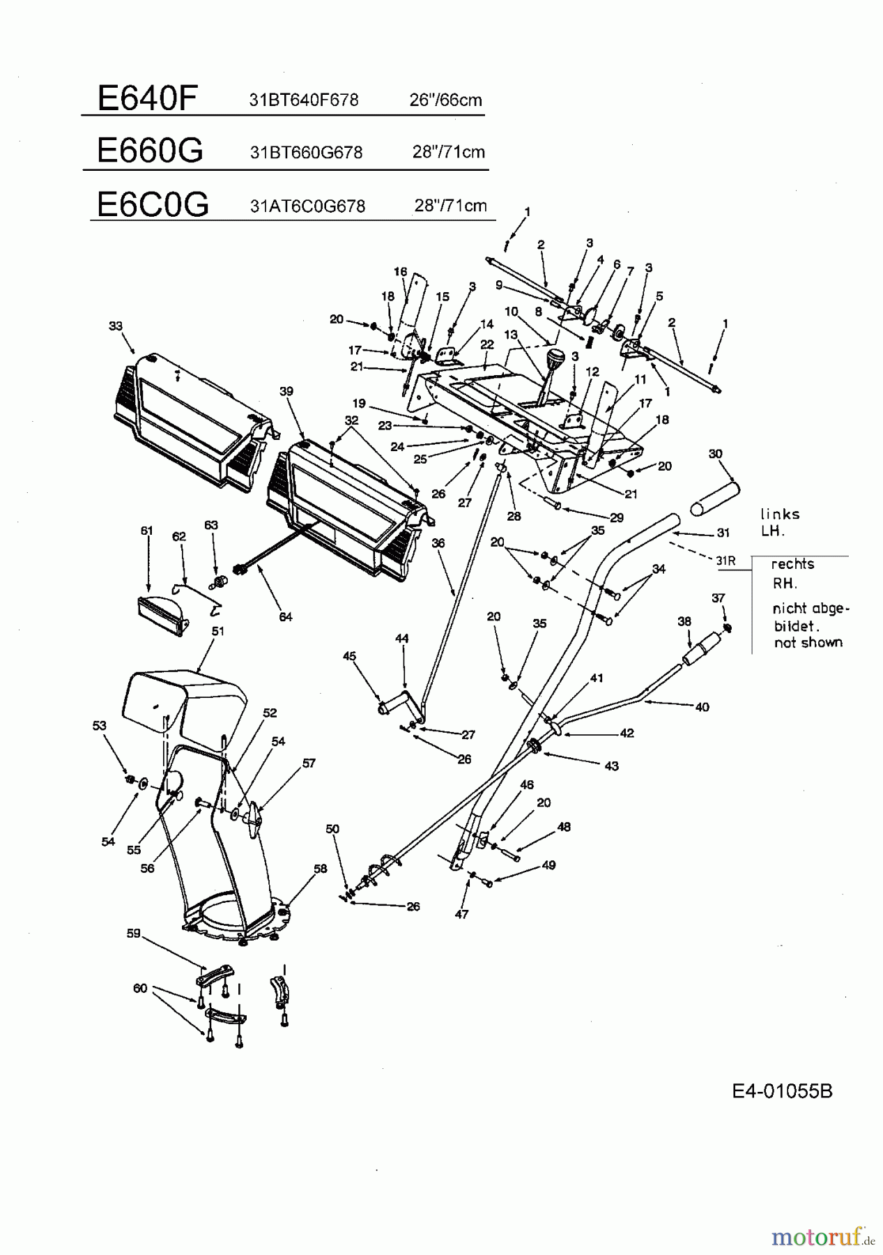 MTD Schneefräsen E 6 C 0 G 31AT6C0G678 (2004) Holm
