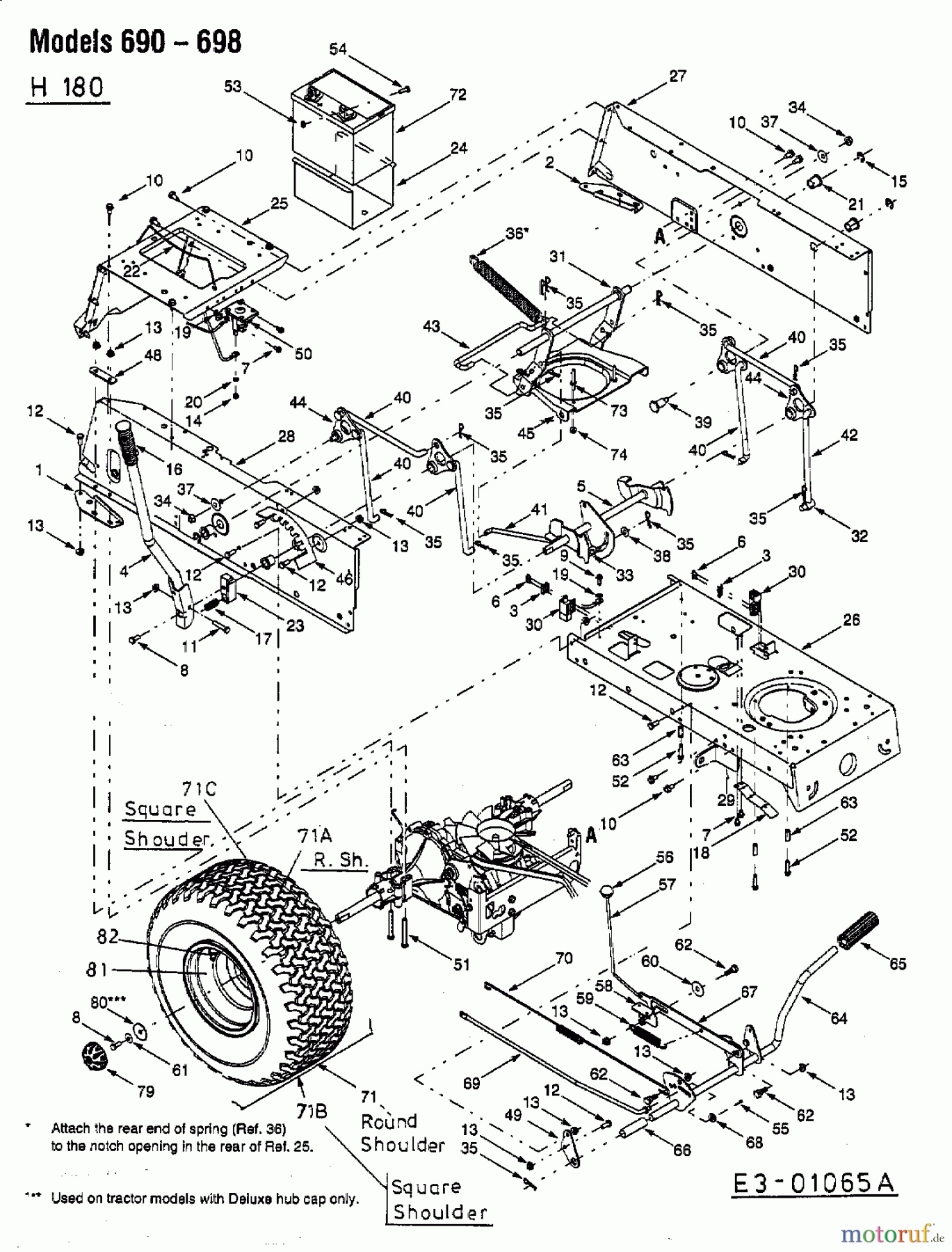  MTD Rasentraktoren H 180 13AT698G678  (2003) Fahrantrieb, Pedale, Räder hinten