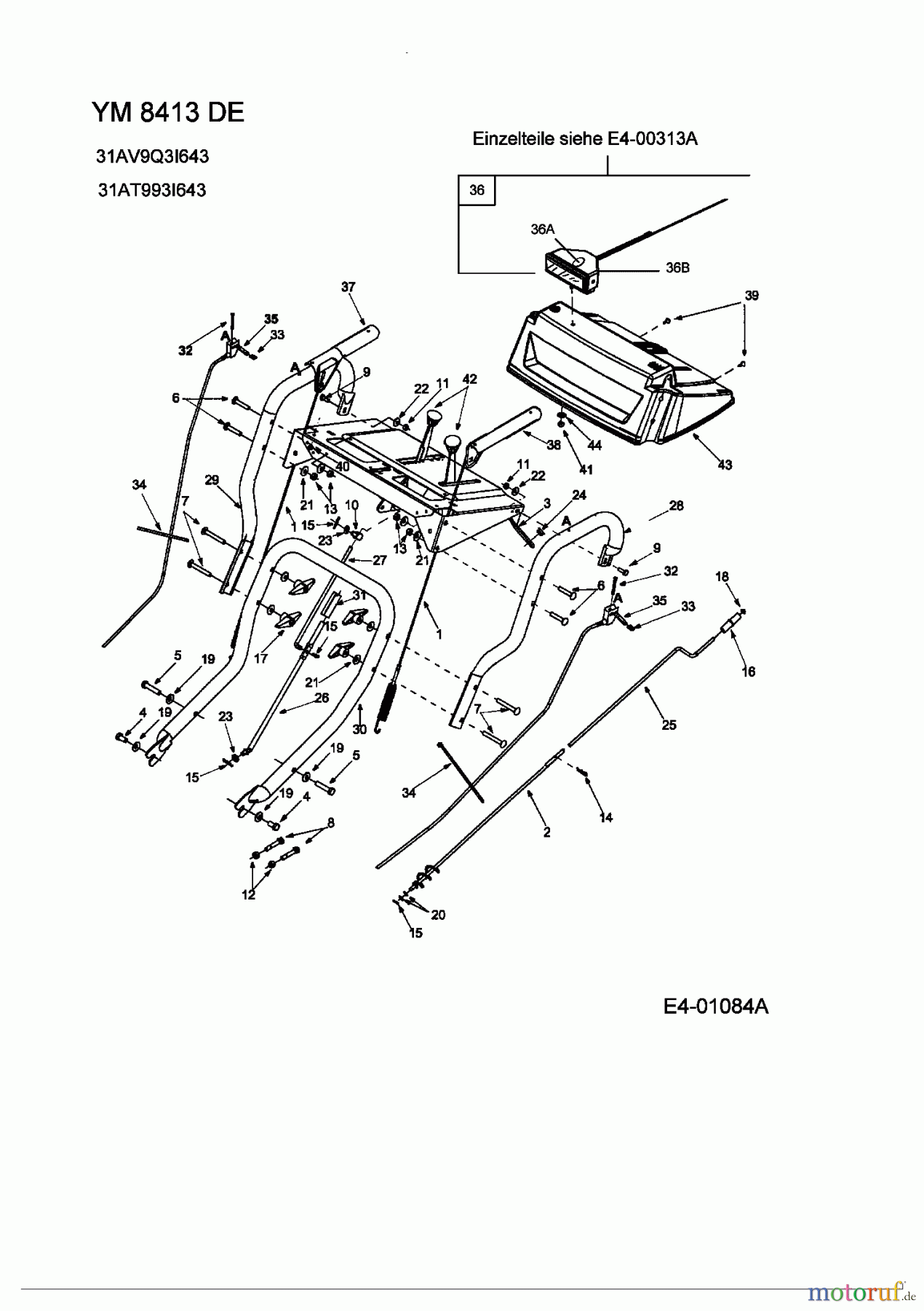 Yard-Man Schneefräsen YM 8413 DE 31AV9Q3I643 (2005) Holm