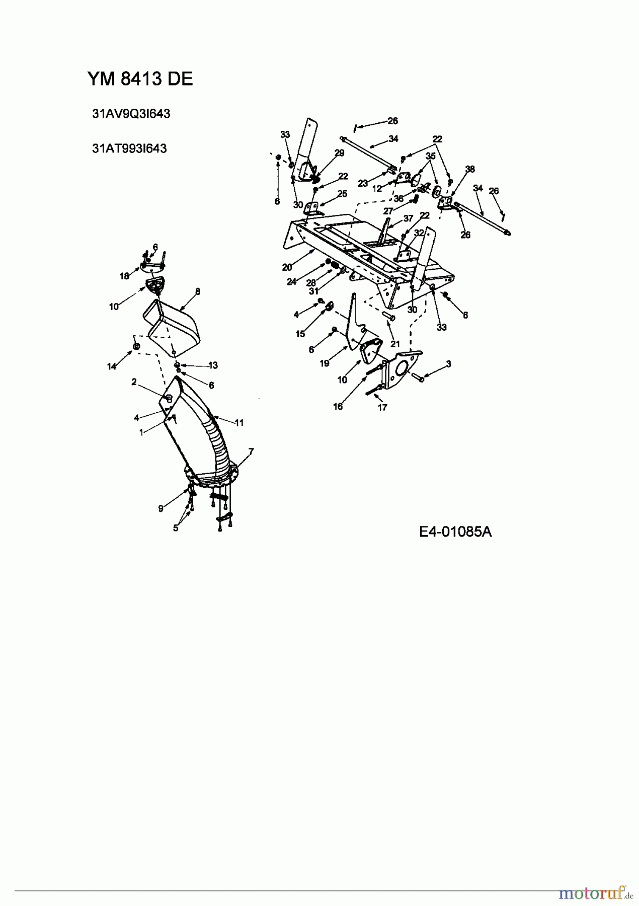 Yard-Man Schneefräsen YM 8413 DE 31AV9Q3I643 (2005) Auswurfschacht