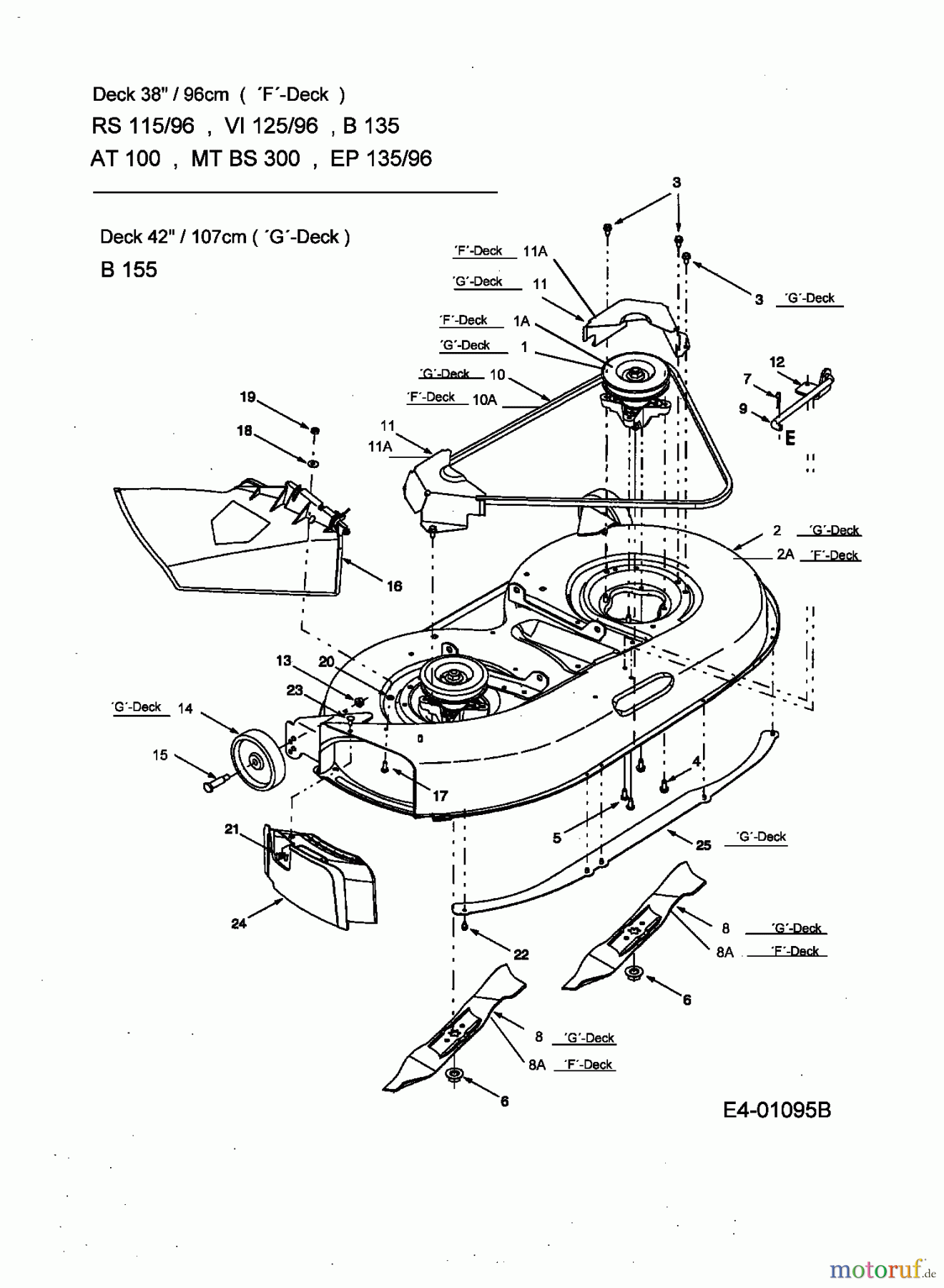  MTD Rasentraktoren B 155 13AA688G678  (2004) Mähwerk G (42