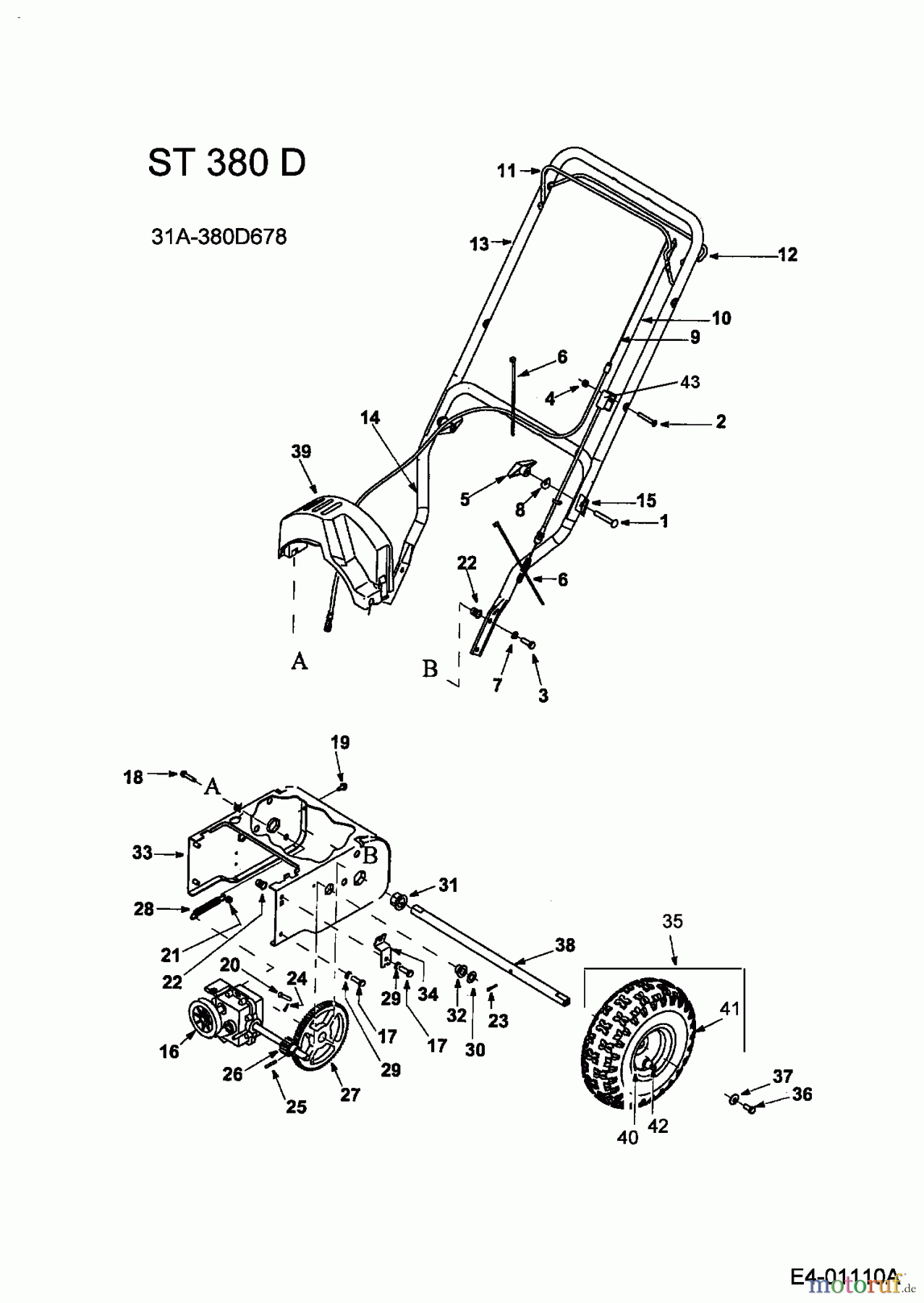 MTD Schneefräsen ST 380 D 31A-380D678 (2004) Holm