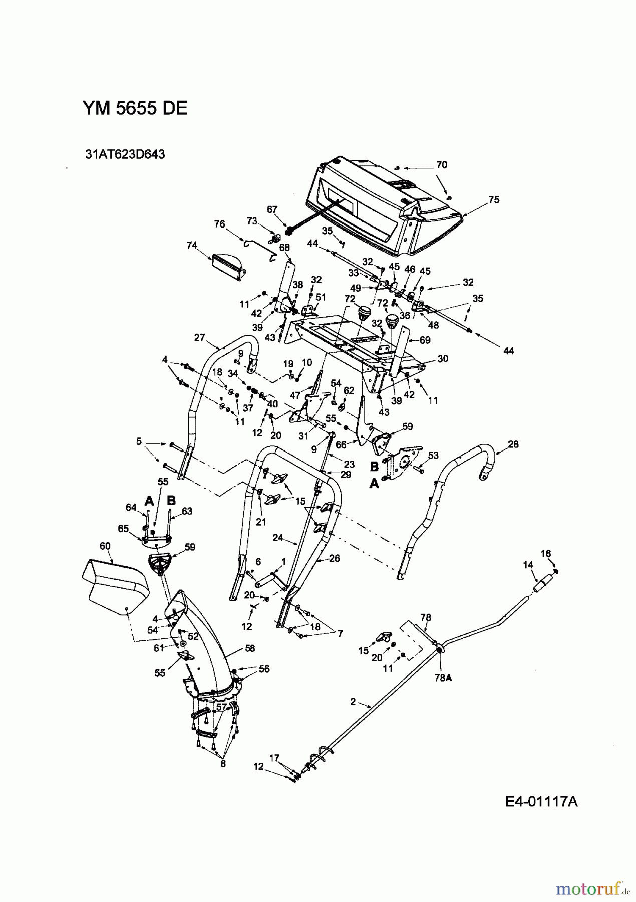  Yard-Man Schneefräsen YM 5655 DE 31AT623D643  (2004) Holm