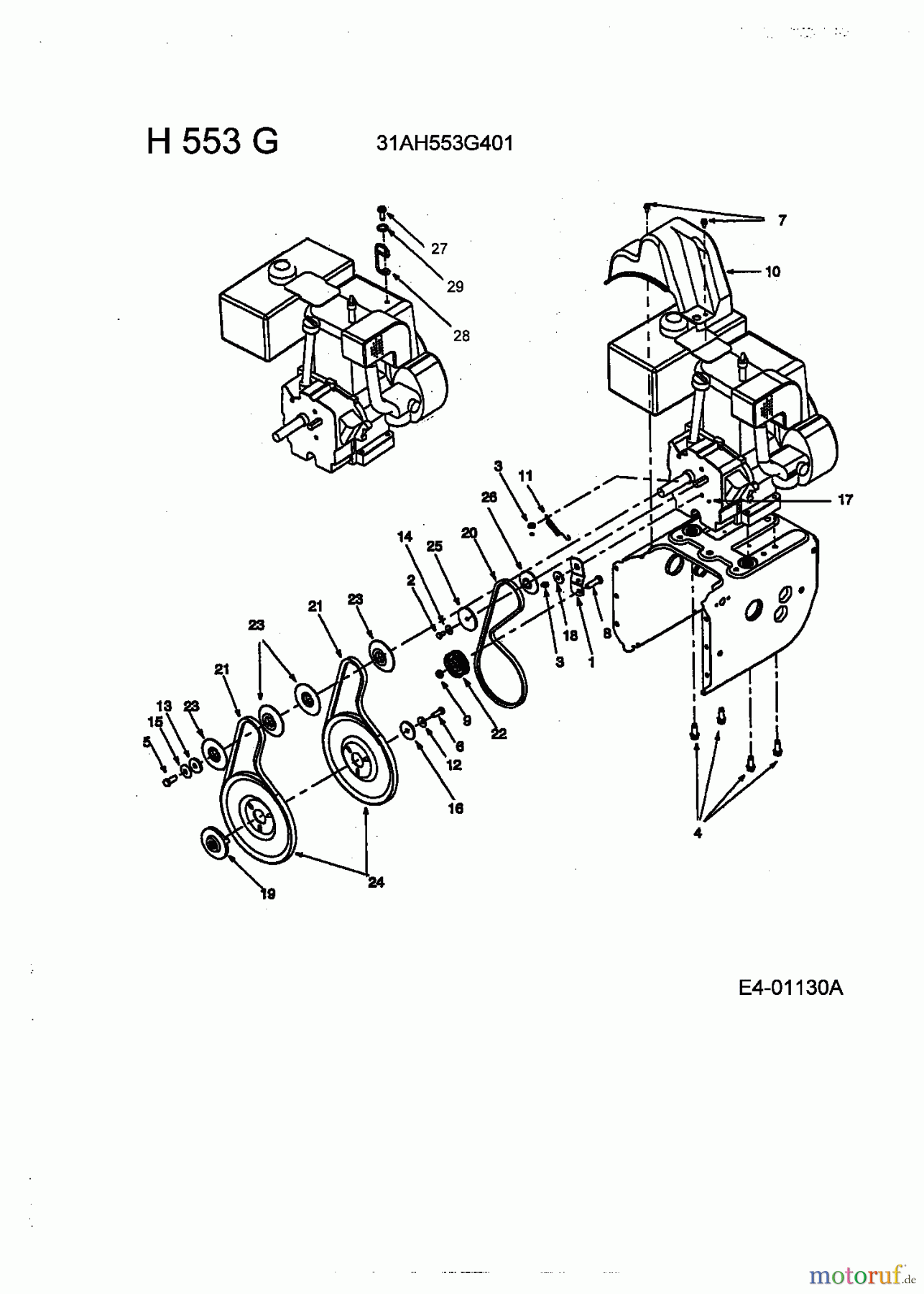  Yard-Man Schneefräsen H 553 G 31AH553G401  (1999) Fahrantrieb, Fräsantrieb