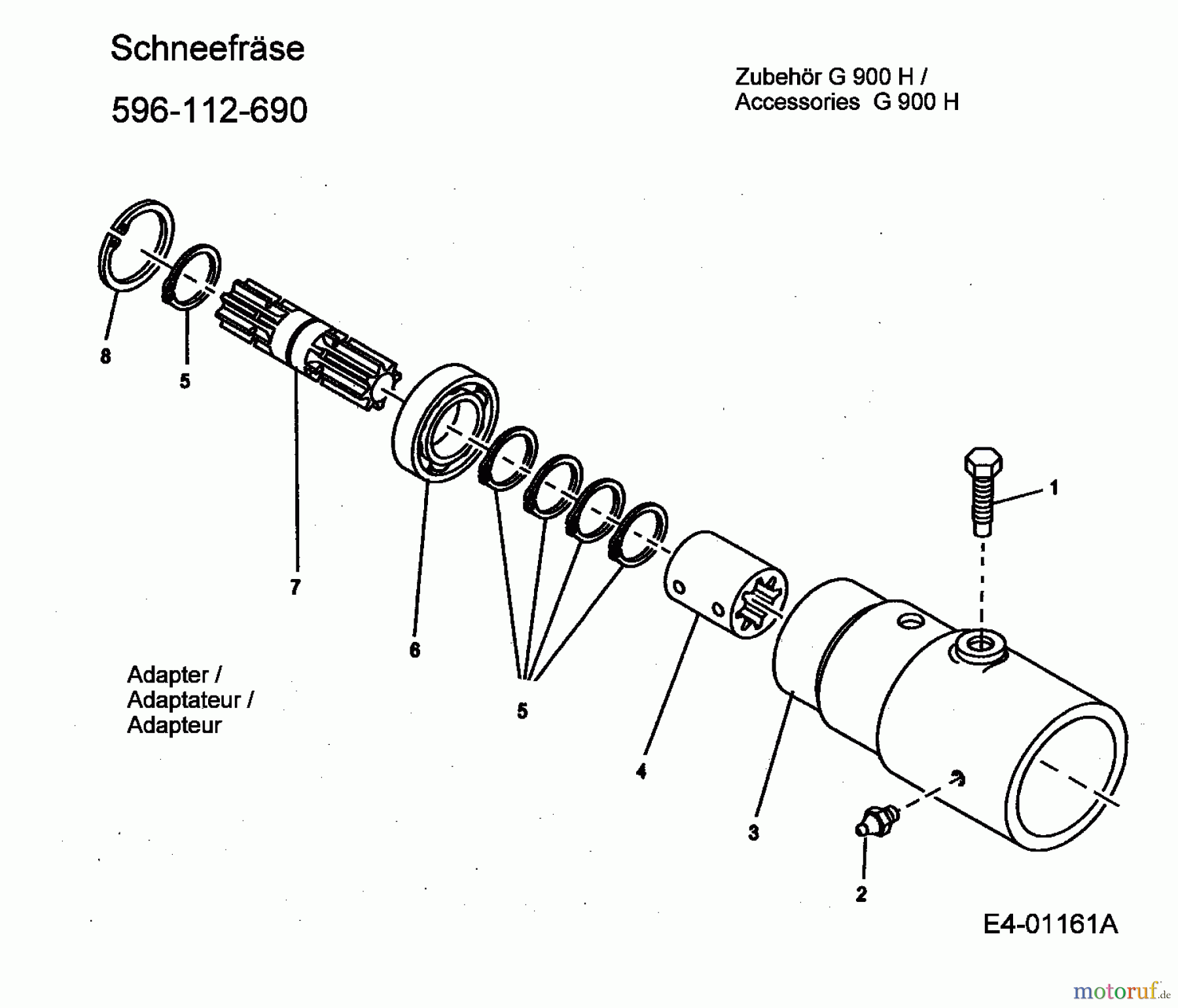  MTD Zubehör Zubehör Einachser Schneefräse 70 cm für G 900 H 596-112-690  (2004) Adapter