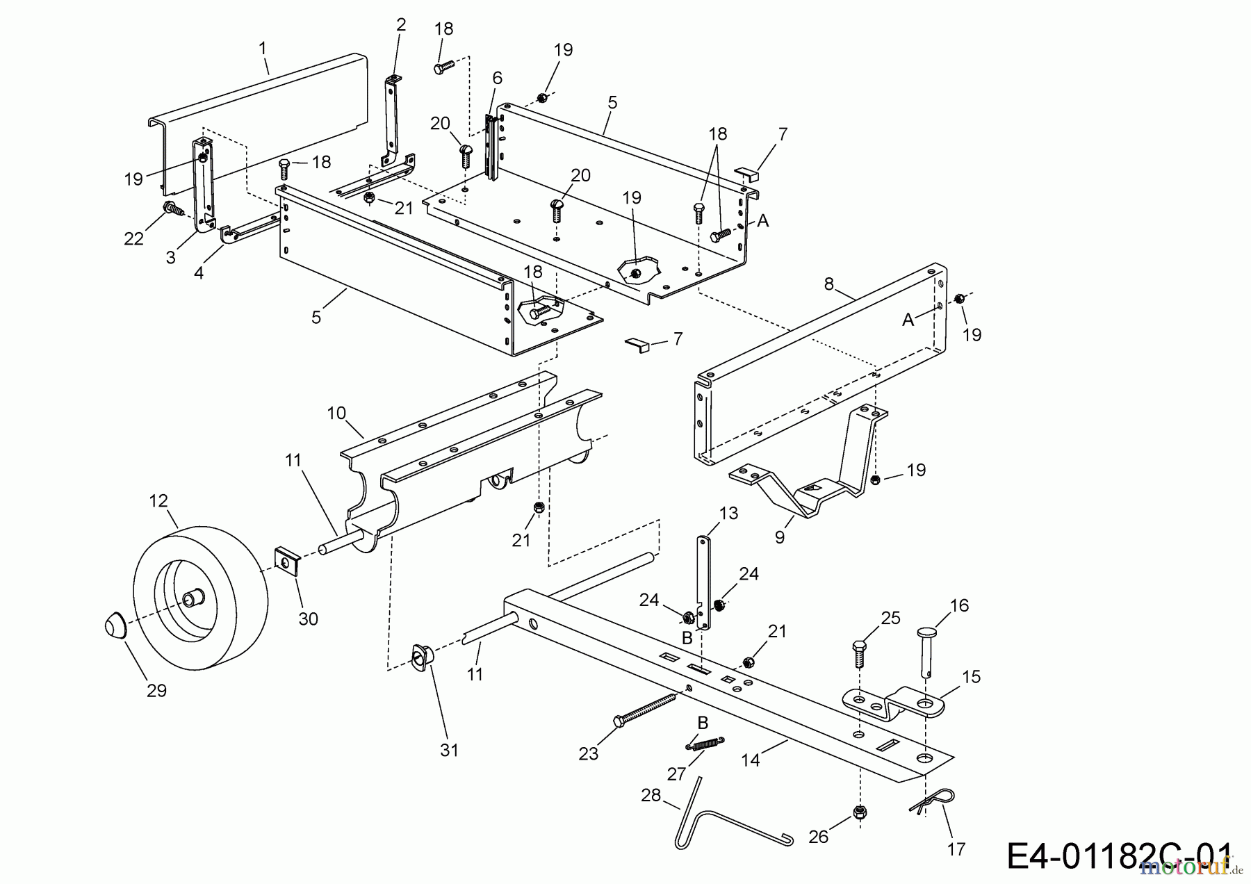 MTD Zubehör Zubehör Garten- und Rasentraktoren Anhänger 45-03032 (190-223B000) 190-223B000 (2011) Grundgerät