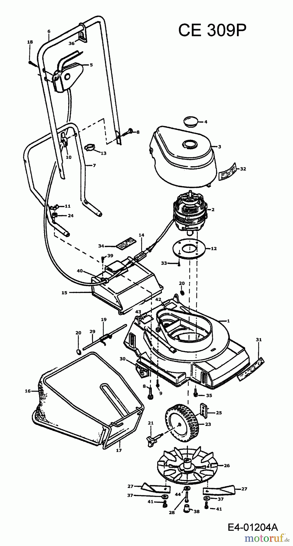  MTD Elektromäher CE 309 P 901E302P001  (1994) Grundgerät