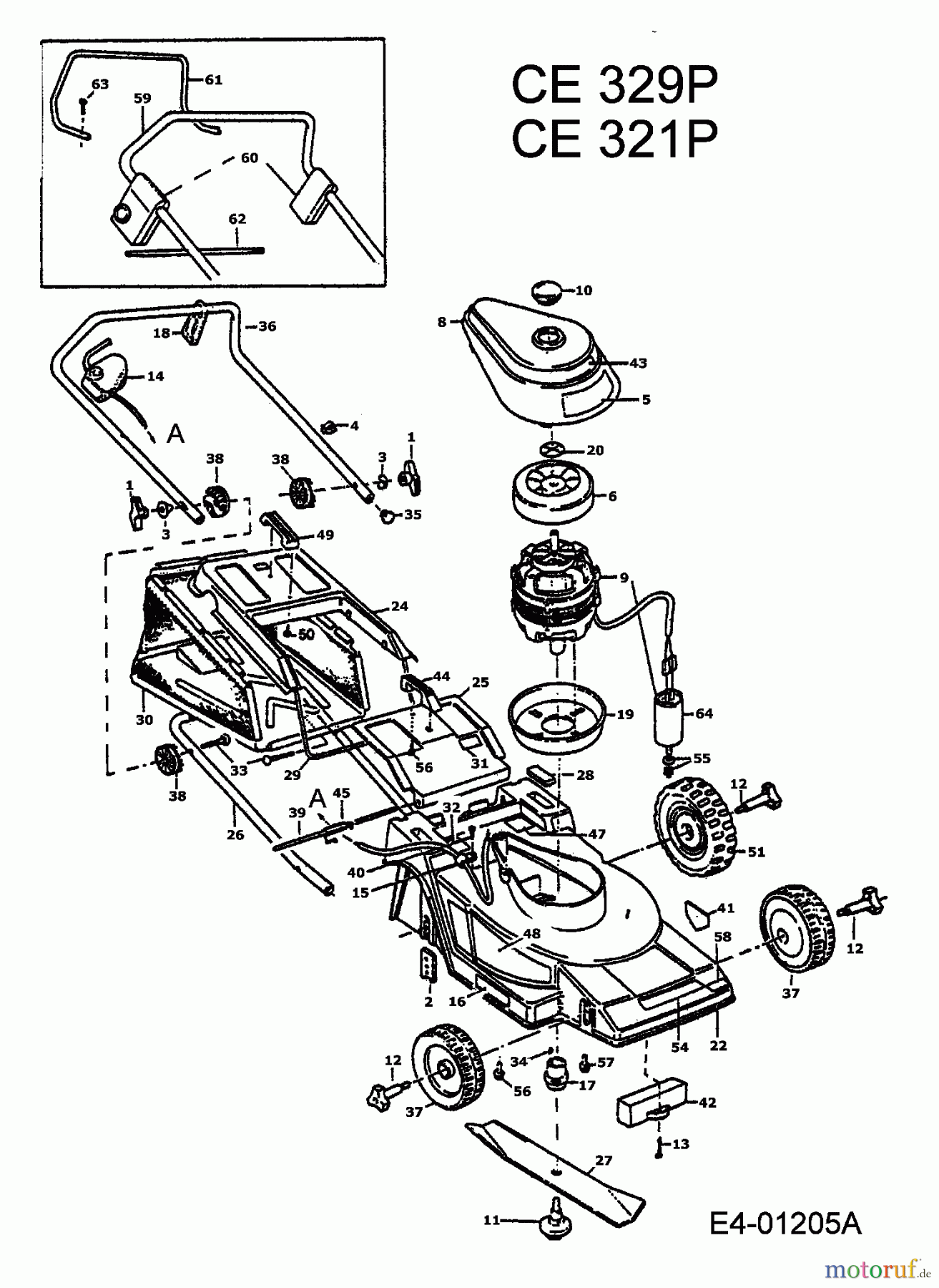  MTD Elektromäher CE 321 P 901E323P001  (1994) Grundgerät