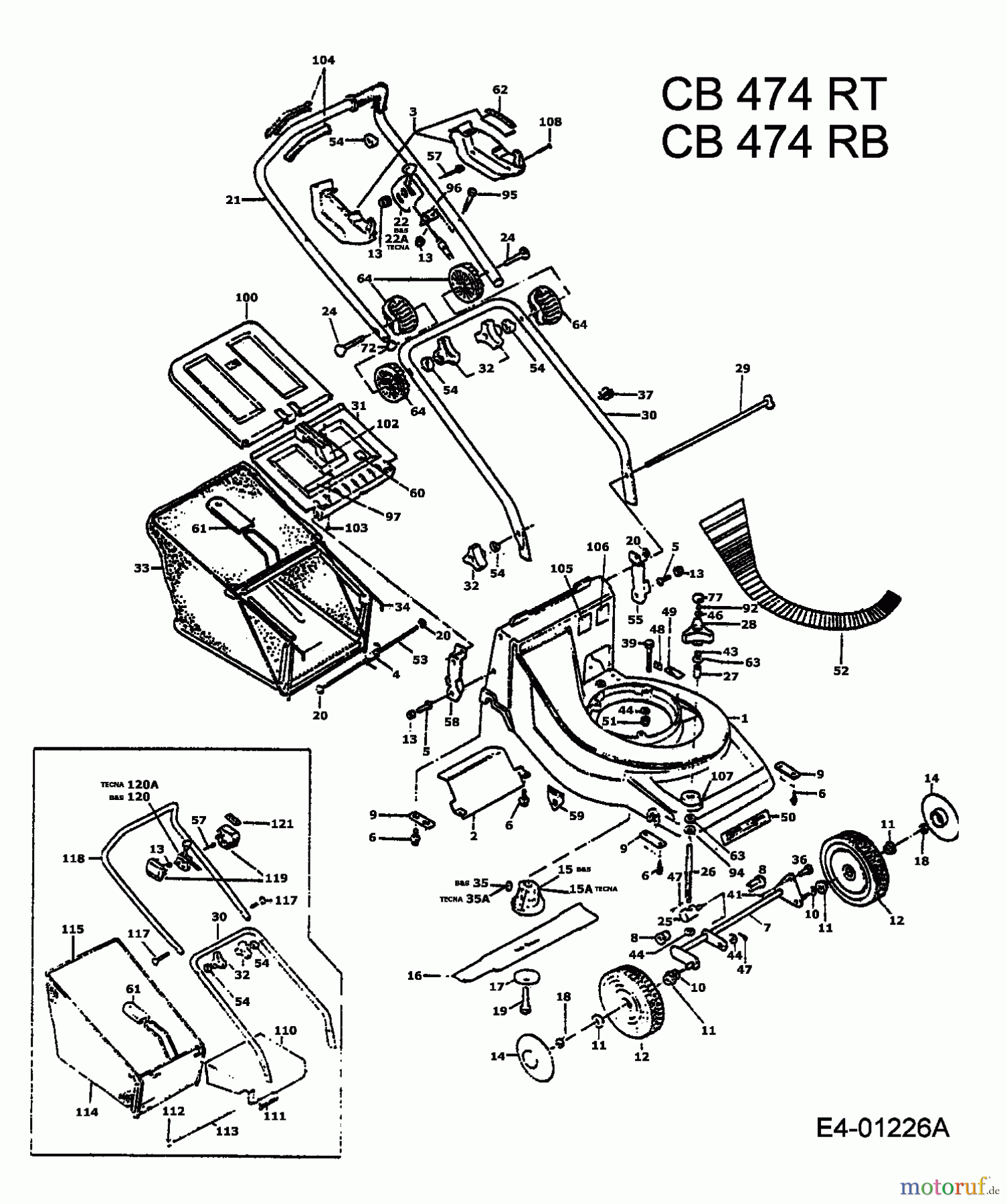 MTD Motormäher mit Antrieb CB 474 RT 901B467A003 (1994) Grundgerät