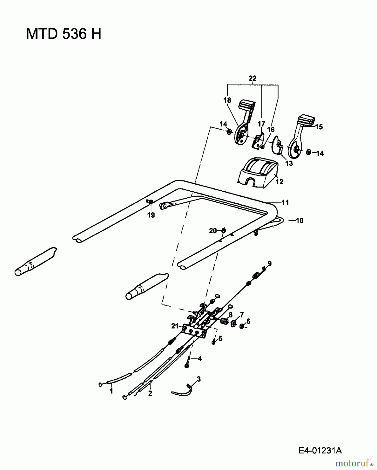  MTD Motormäher mit Antrieb 536 H 902B530A001  (1994) Holm