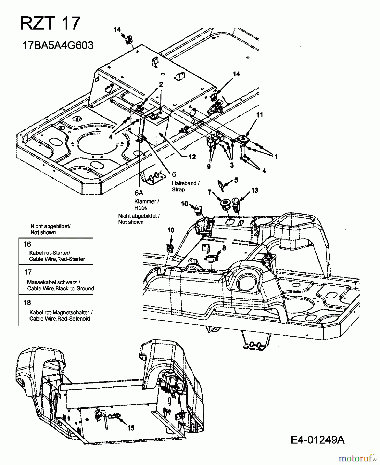 Cub Cadet Zero Turn RZT 17 17BA5A4G603 (2005) Elektroteile