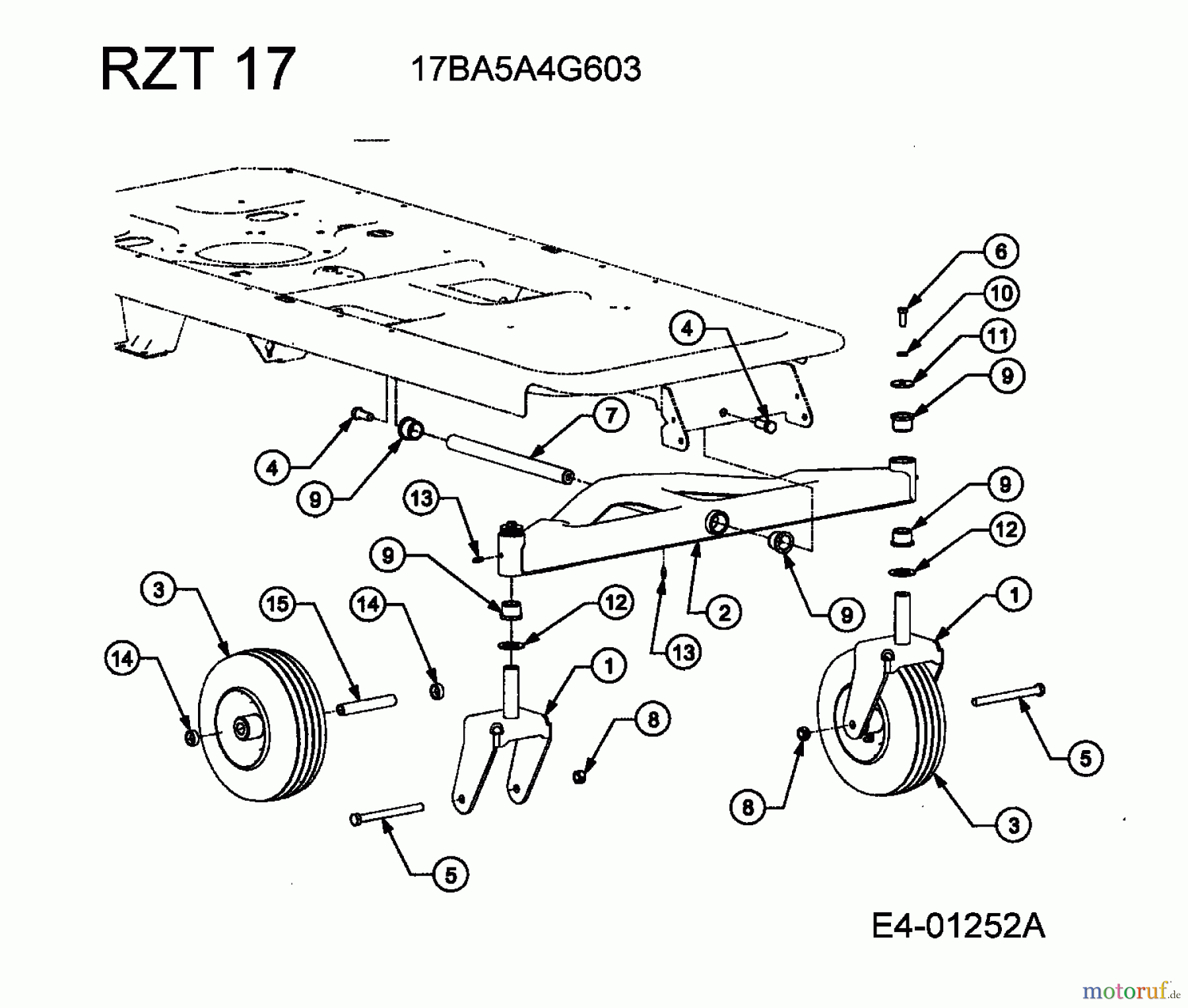Cub Cadet Zero Turn RZT 17 17BA5A4G603 (2005) Vorderachse
