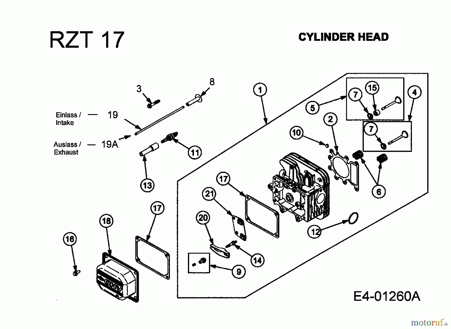 Cub Cadet Zero Turn RZT 17 17BA5A4G603 (2005) Zylinderkopf
