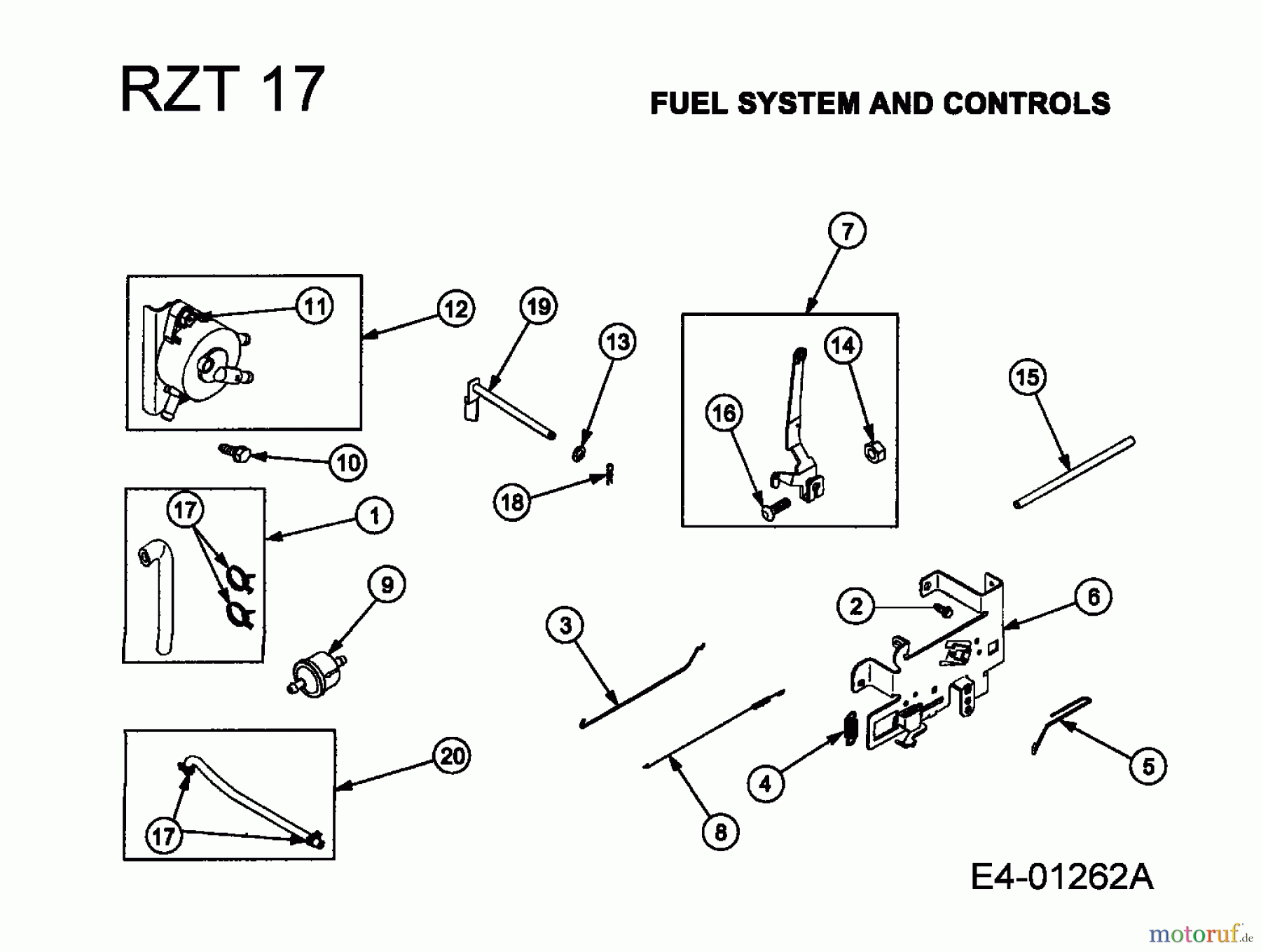 Cub Cadet Zero Turn RZT 17 17BA5A4G603 (2005) Kraftstoffpumpe, Mechanischer Regler